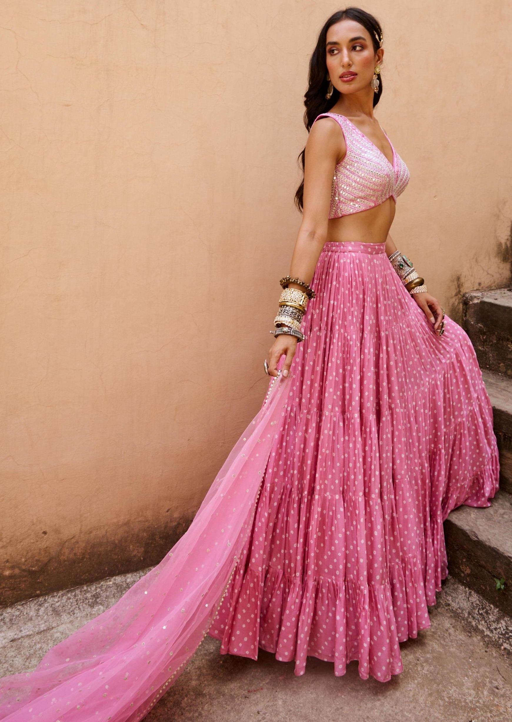 Pale Pink Bandhani Set