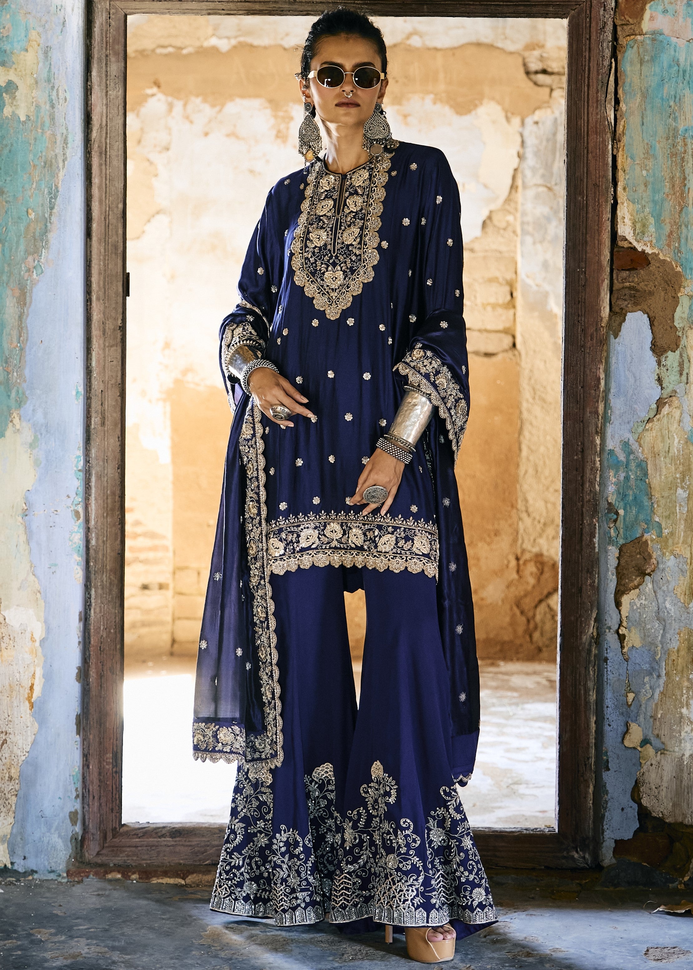 Purple Sharara Set