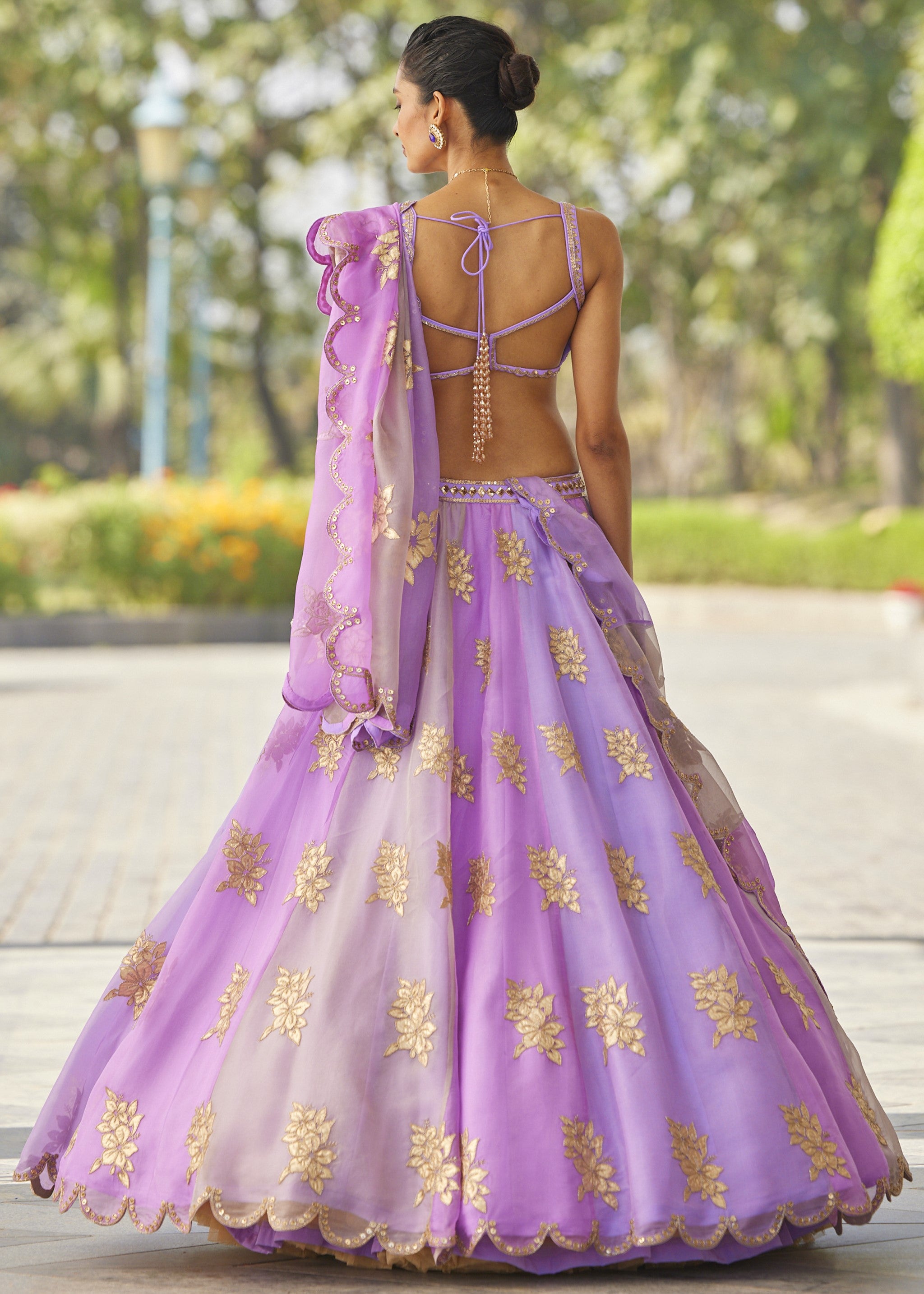 Mauve Multicolor Flower Lehenga Set