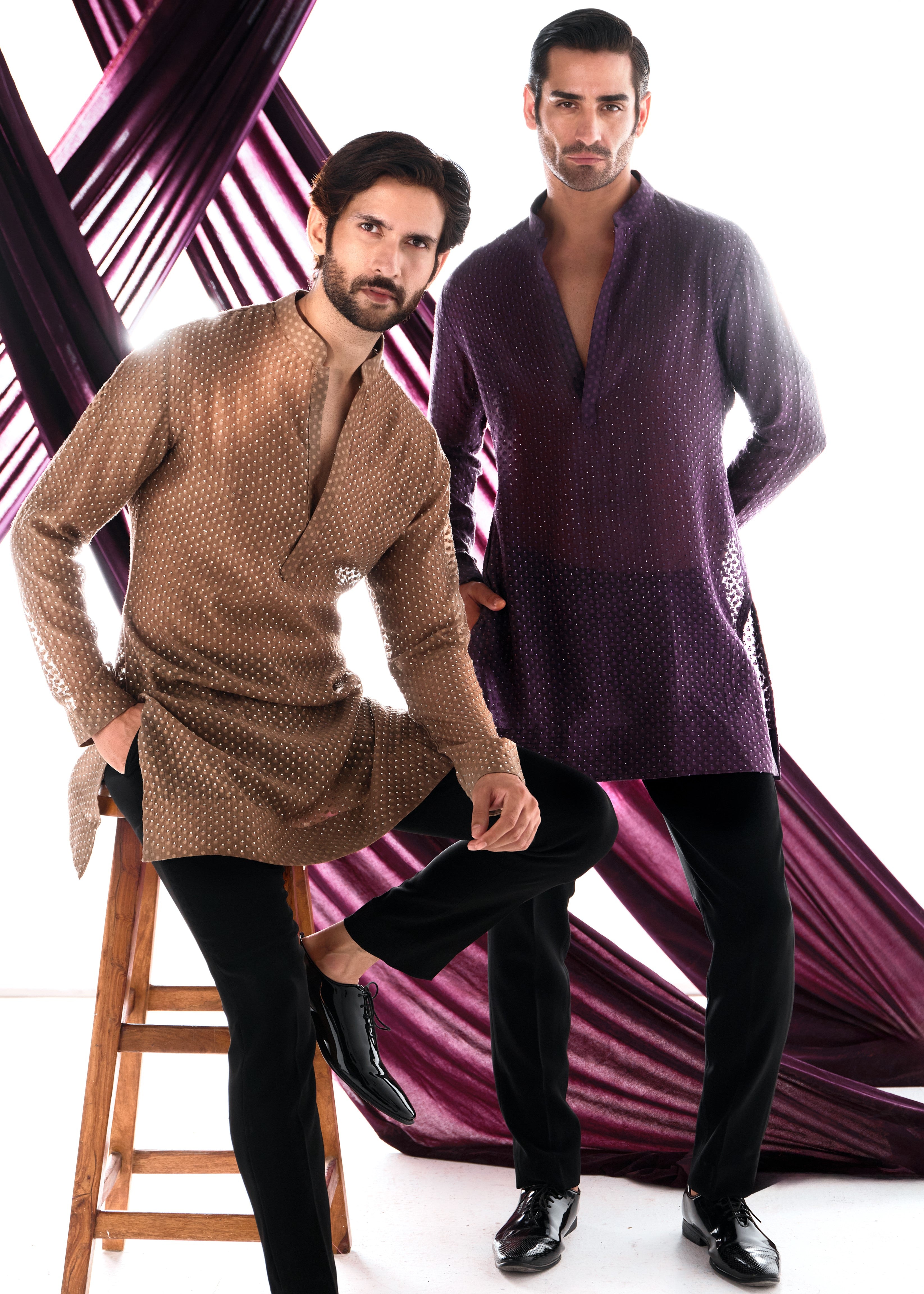 Wine Swarosvki Kurta