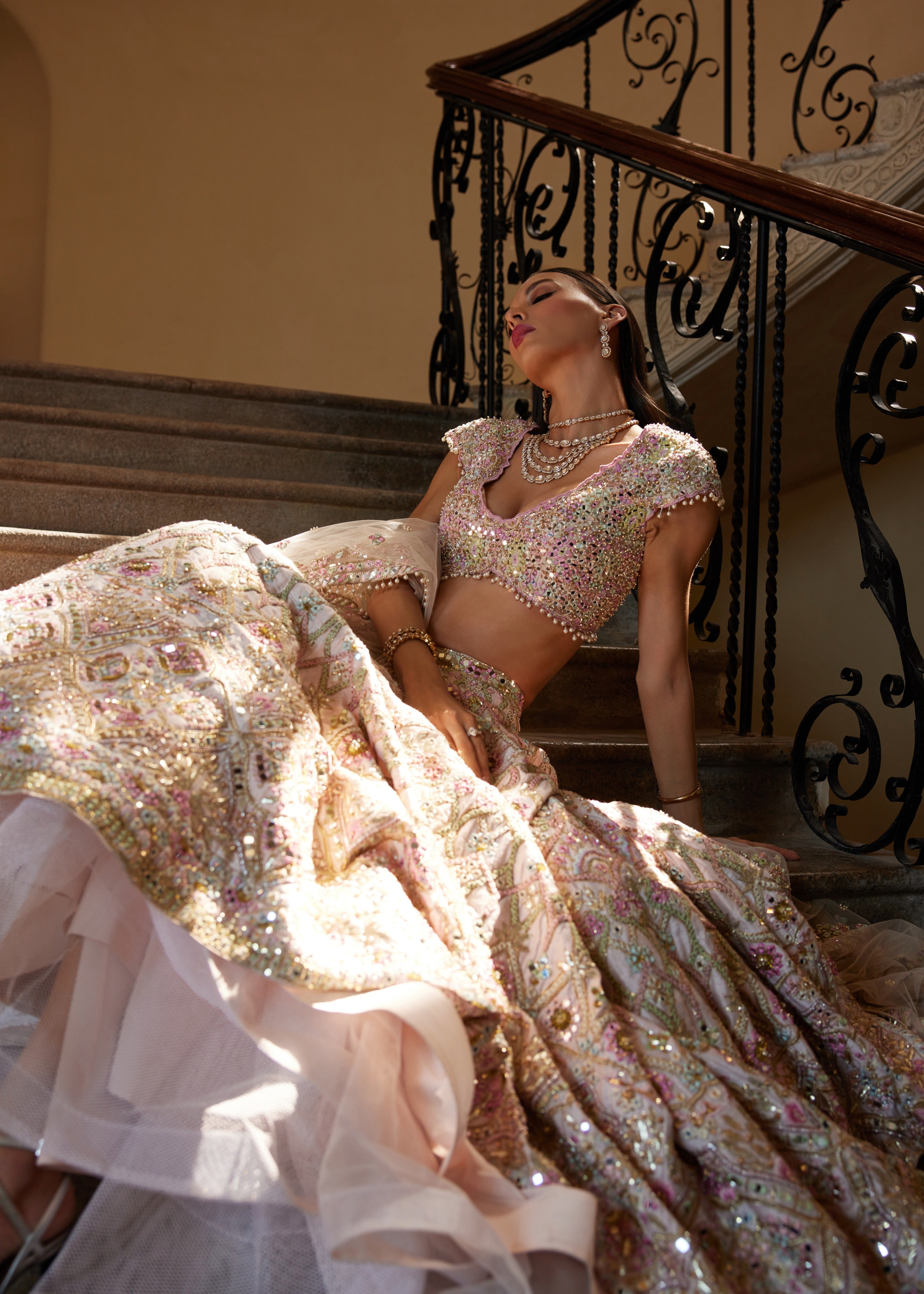 Ice Pink Mirror Lehenga Set