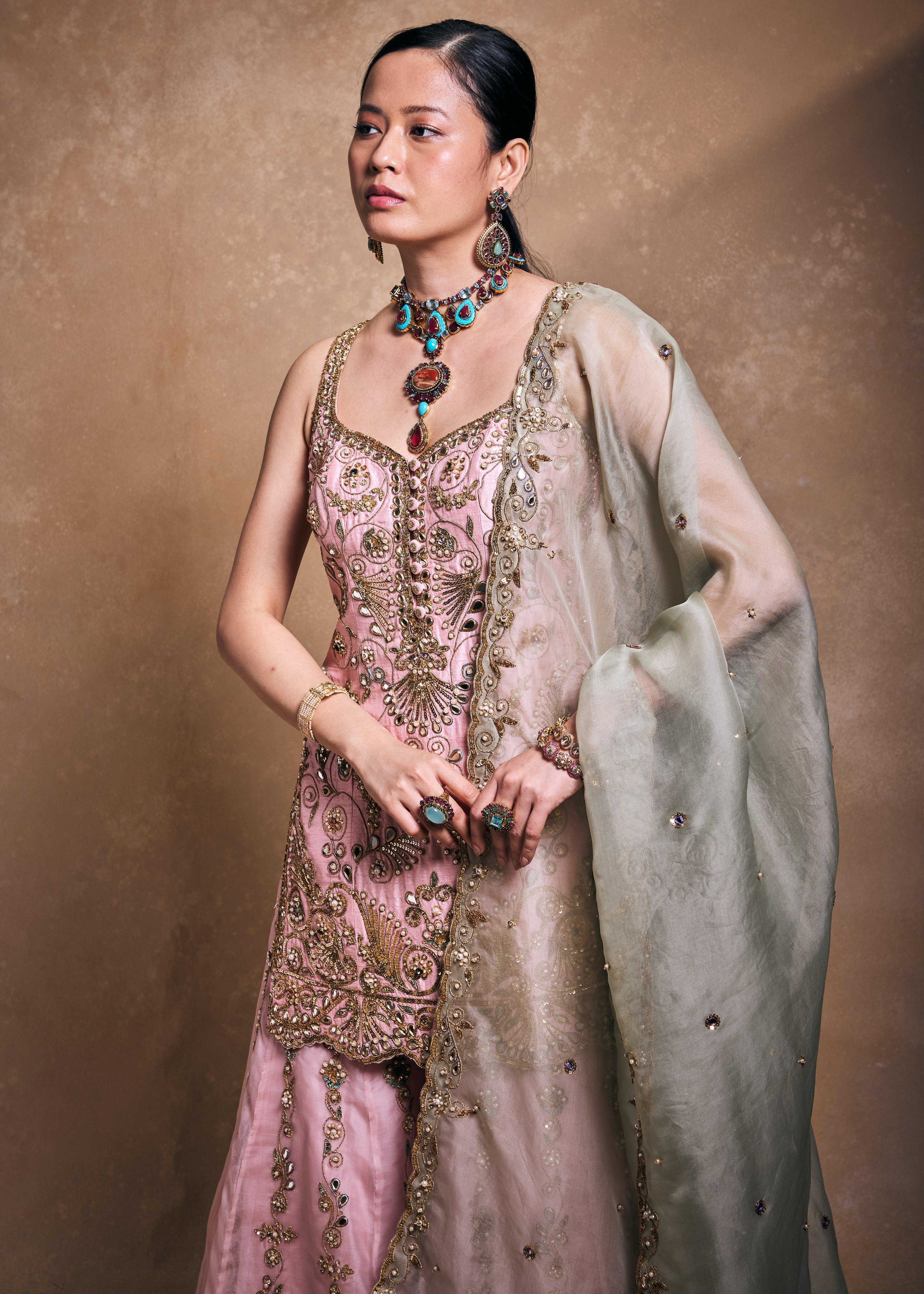 Blush And Sage Sharara Set
