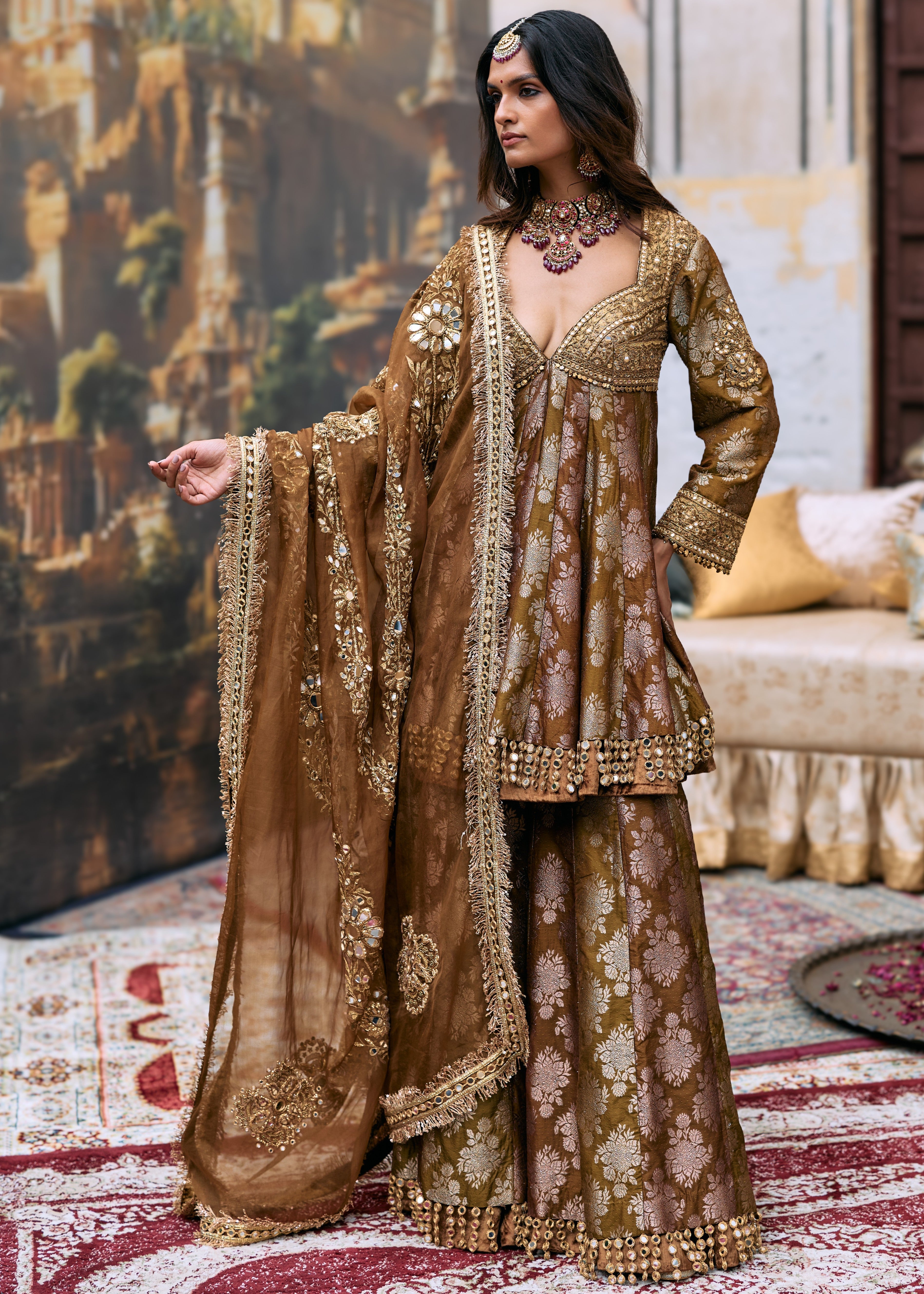 Shriphal Peplum Sharara Set
