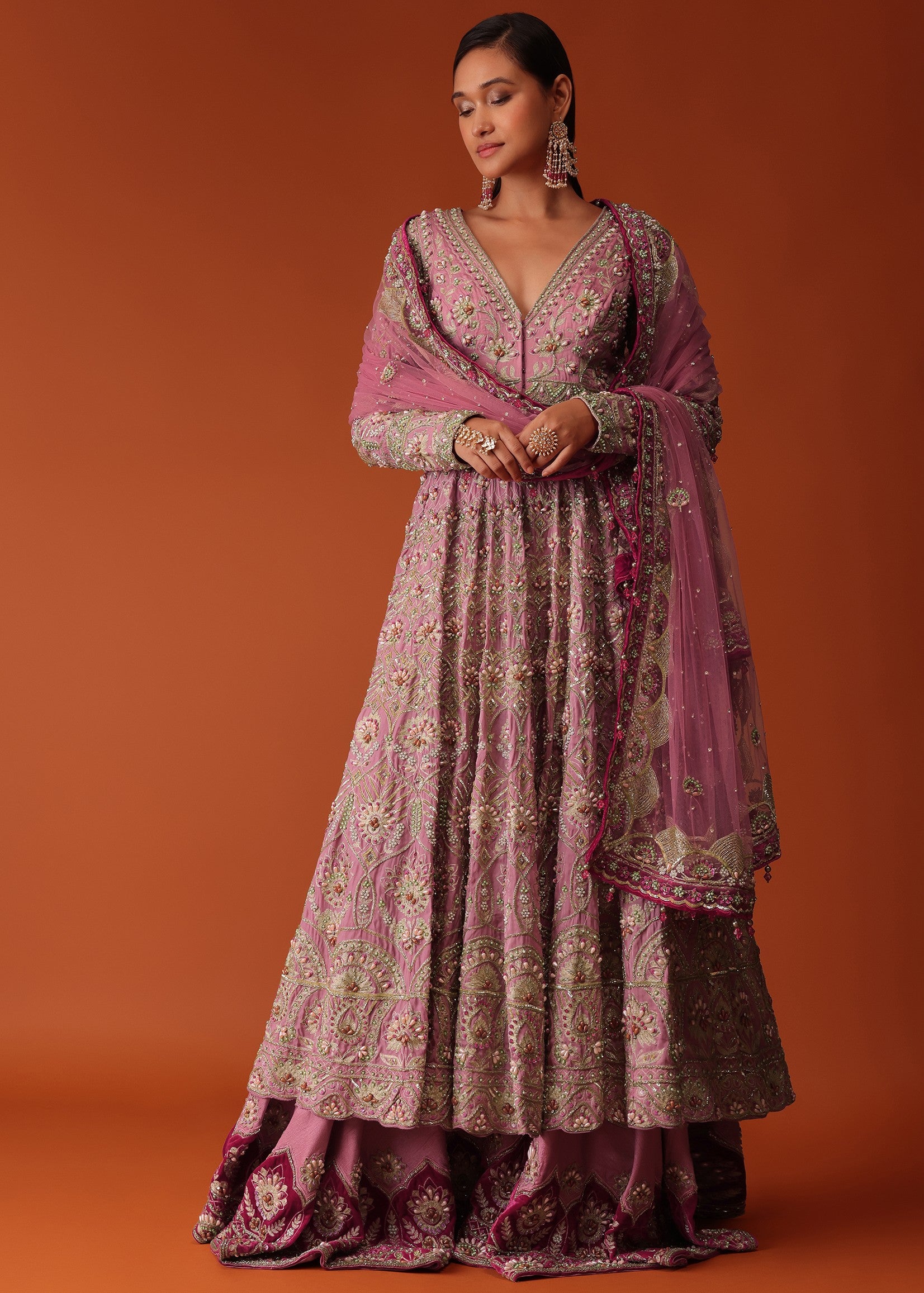 Pink Hand Embroidered Sharara Suit Set