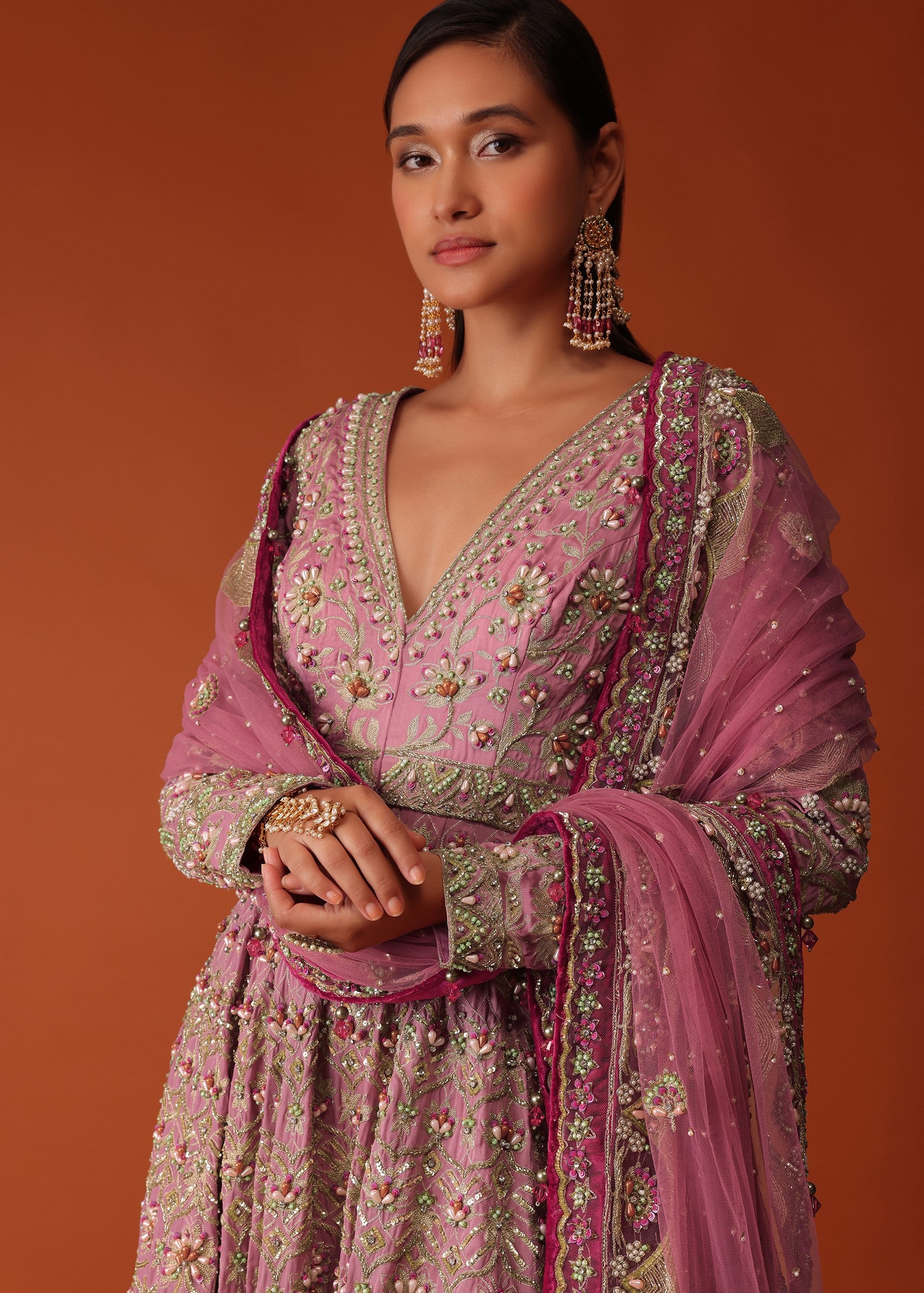 Pink Hand Embroidered Sharara Suit Set