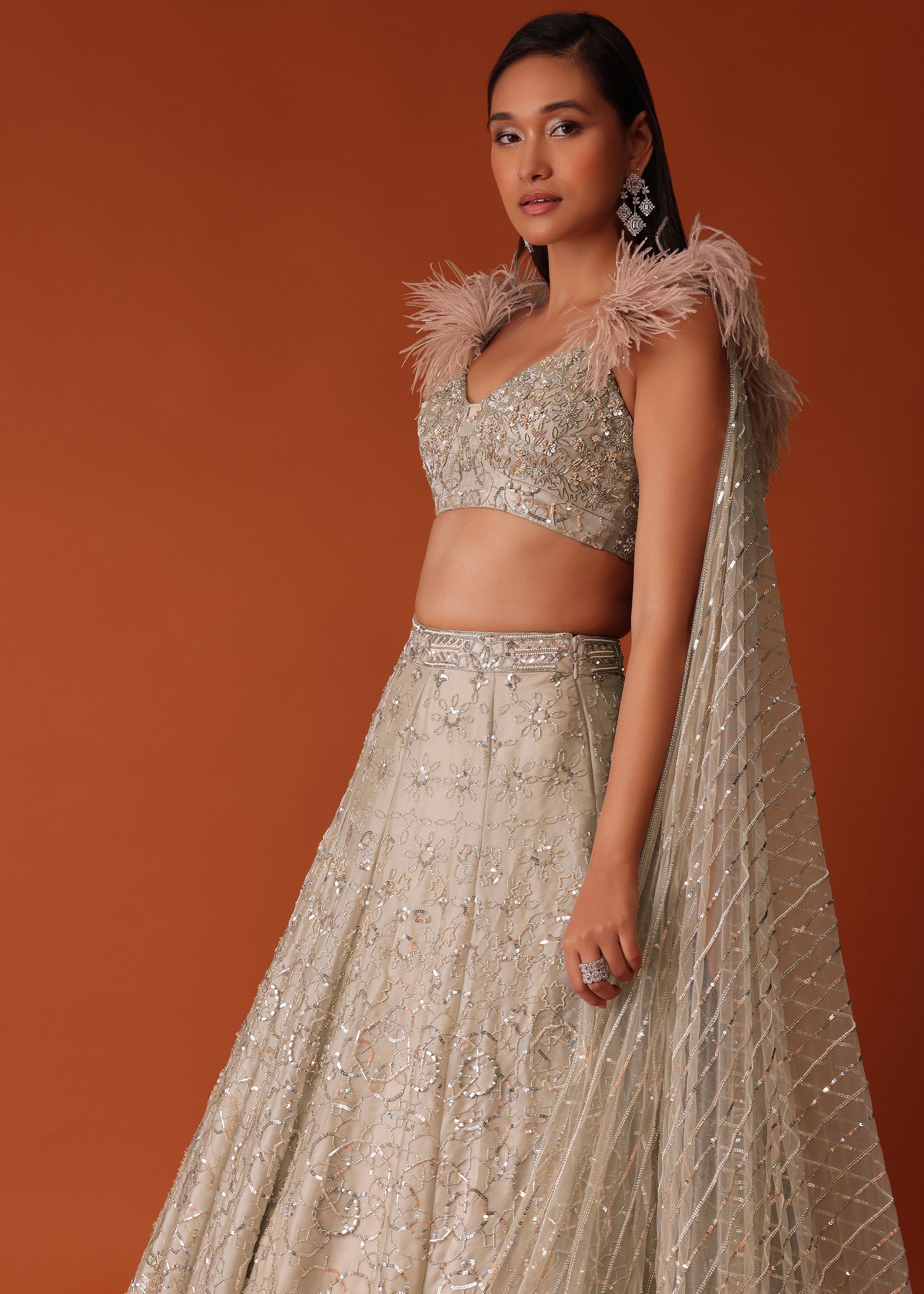 Gold Heavy Hand Embroidered Bridal Lehenga Set