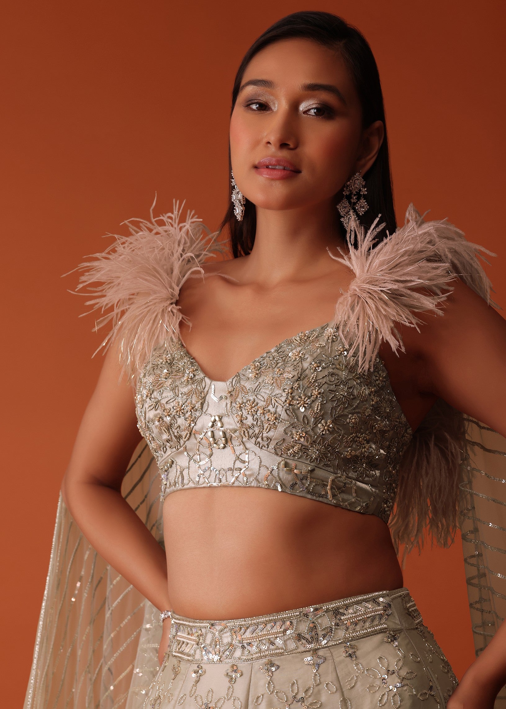 Gold Heavy Hand Embroidered Bridal Lehenga Set