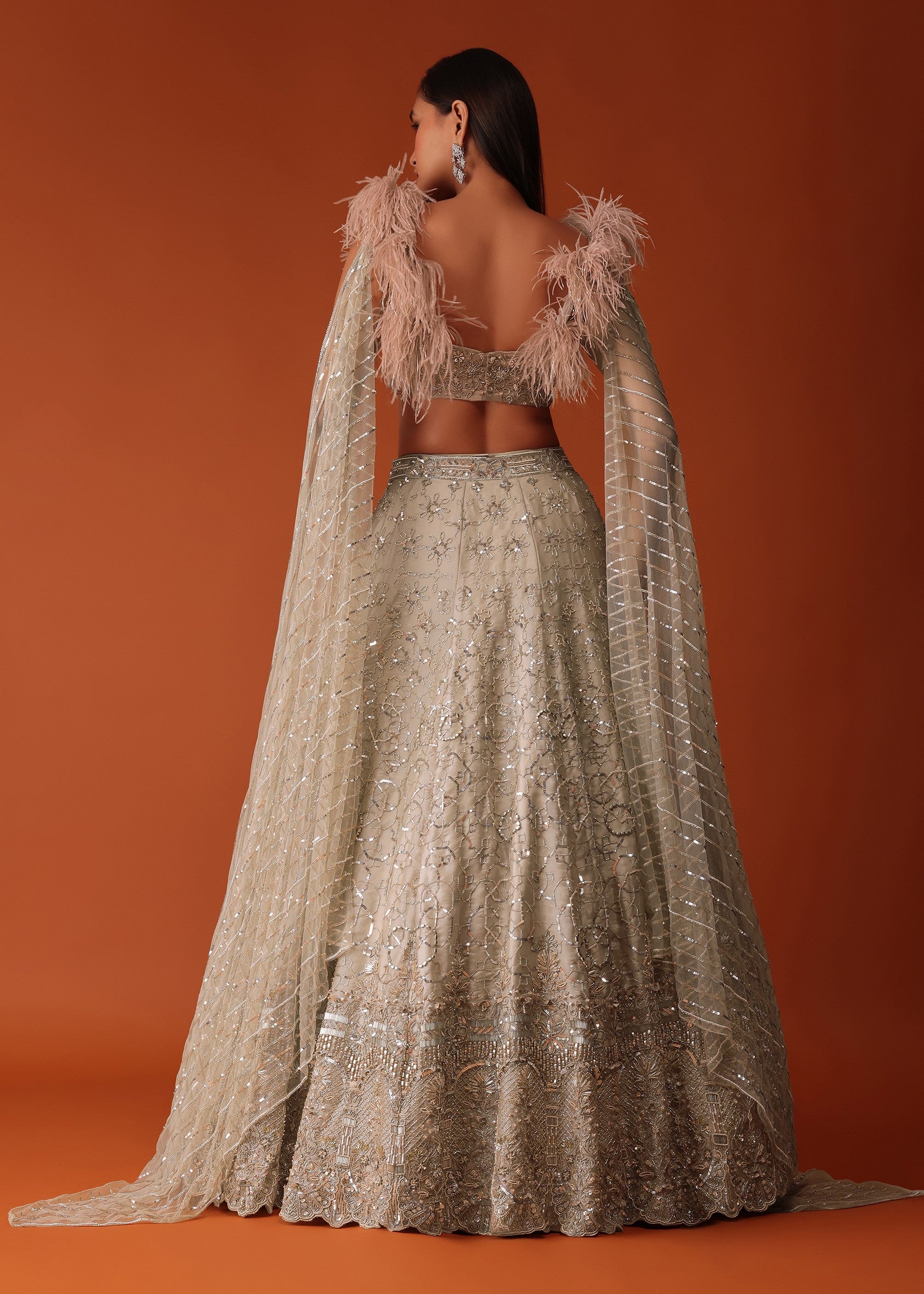 Gold Heavy Hand Embroidered Bridal Lehenga Set