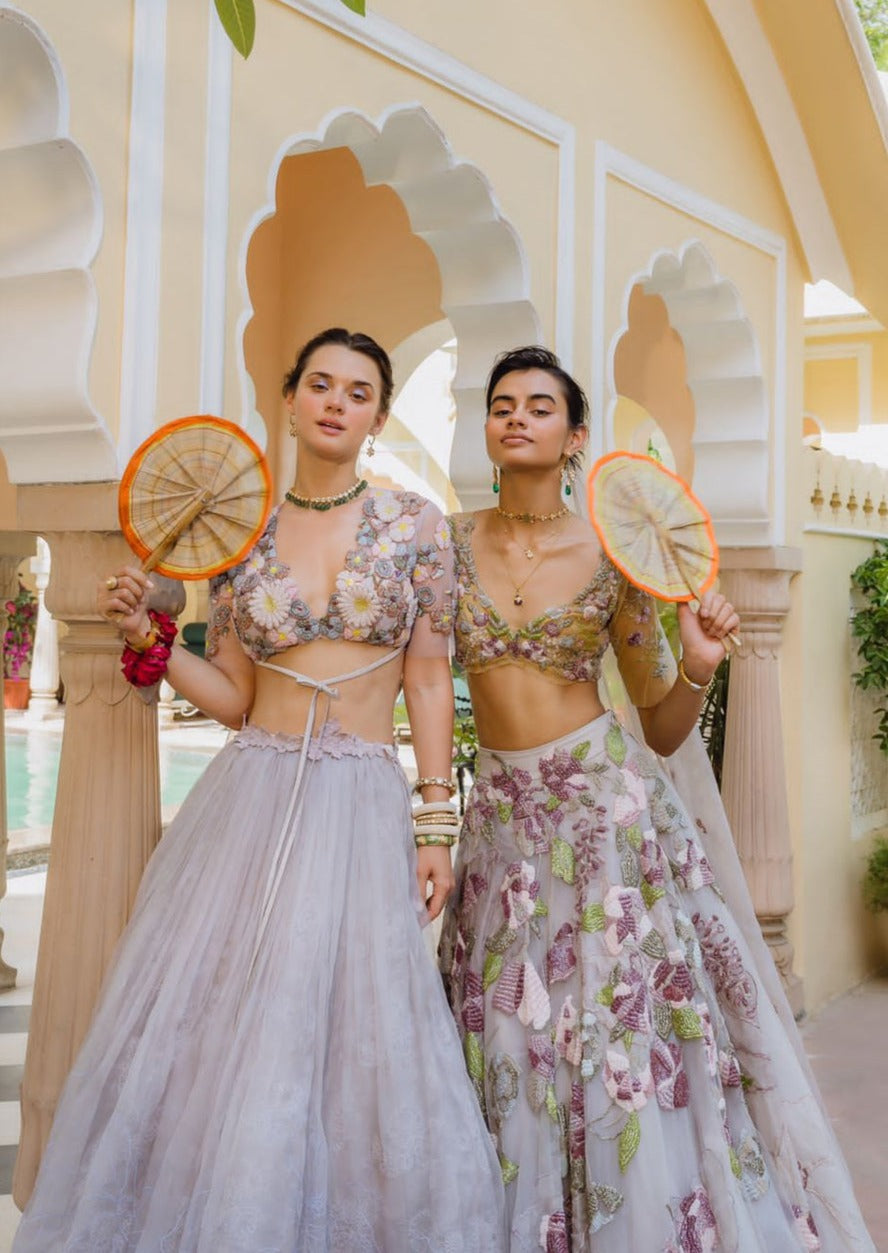 Fields Of Lilac Some Big Daisies Lehenga
