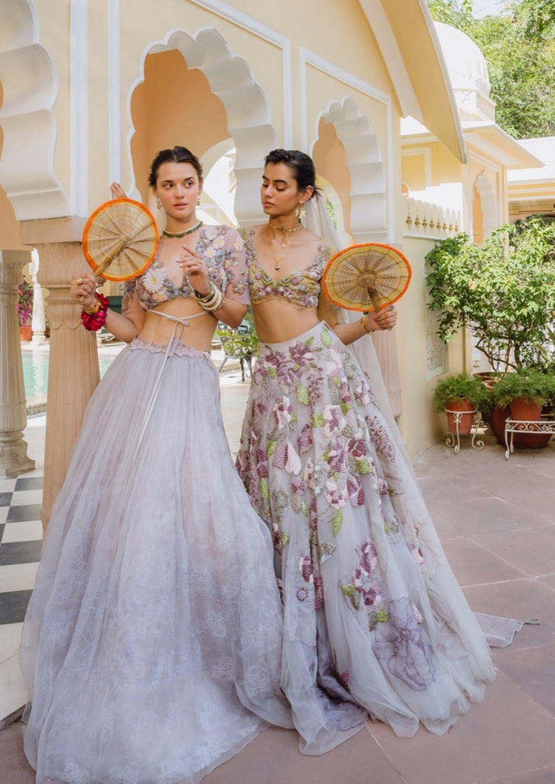 Fields Of Lilac Some Big Daisies Lehenga