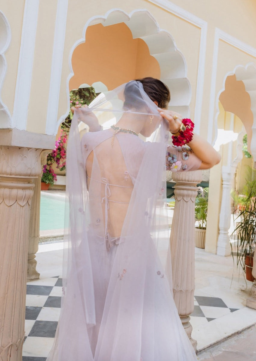 Fields Of Lilac Some Big Daisies Lehenga