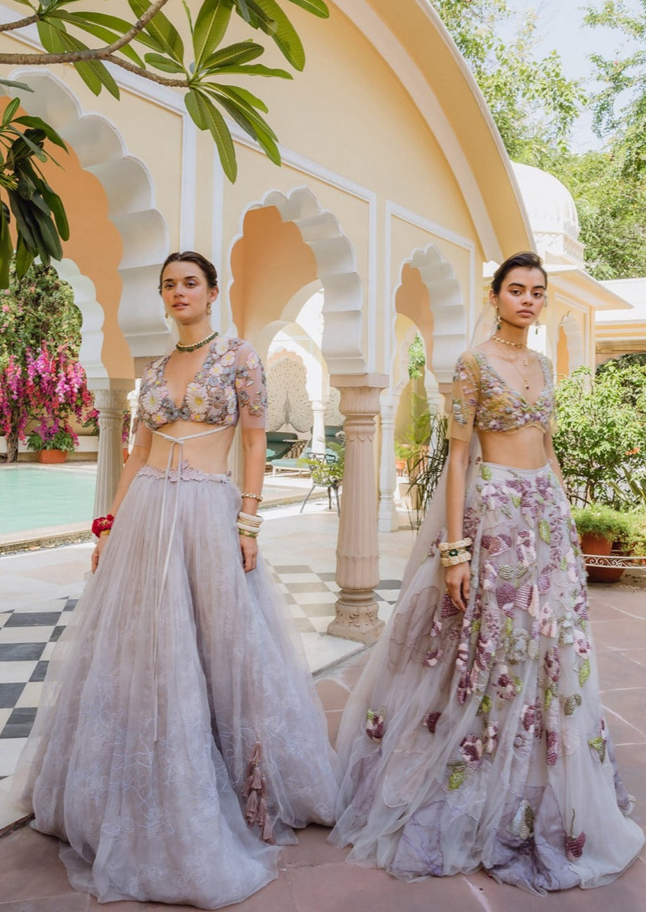 Fields Of Lilac Some Big Daisies Lehenga