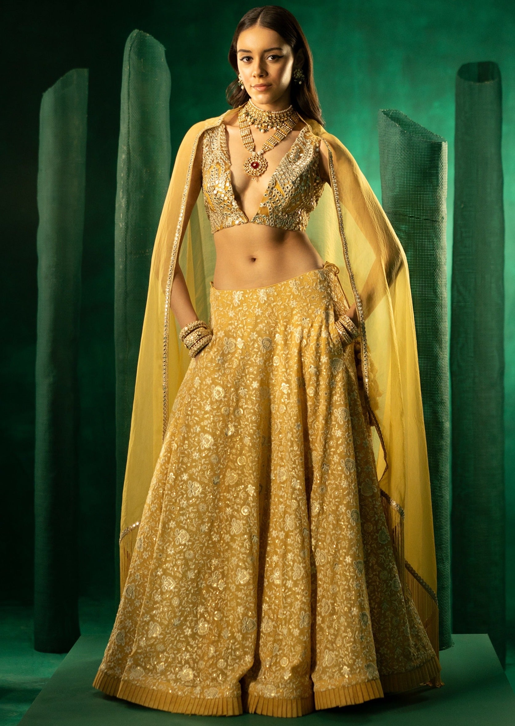 Yellow Chinkankari Lehenga Set