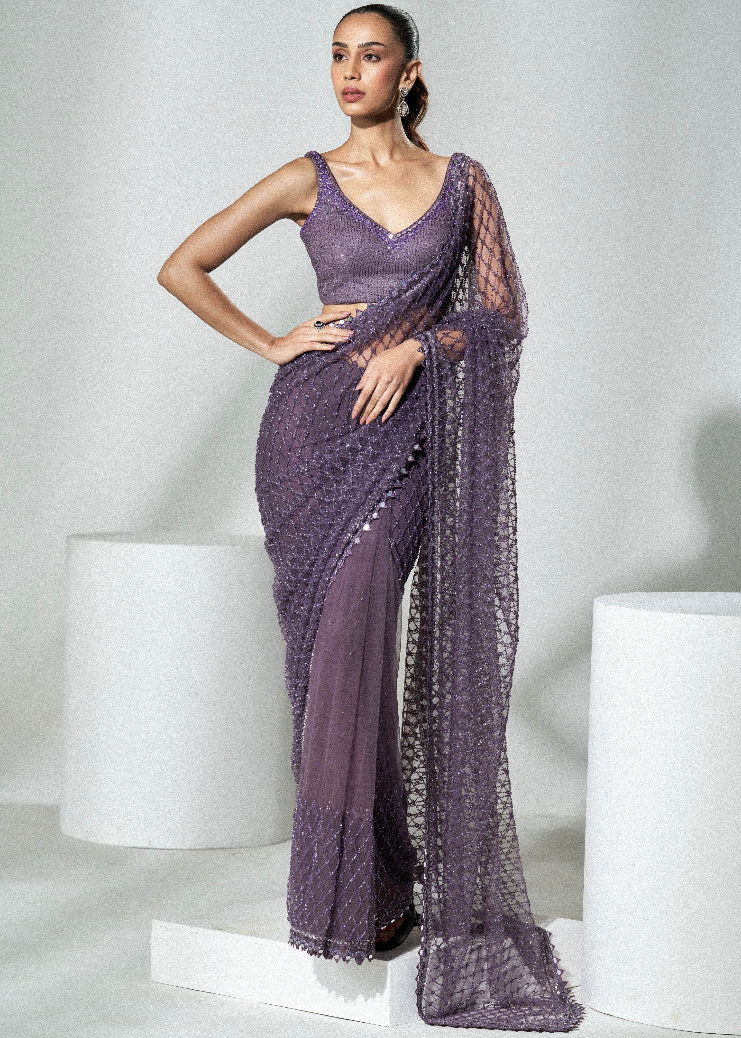Mauve Net Cutdana Sari