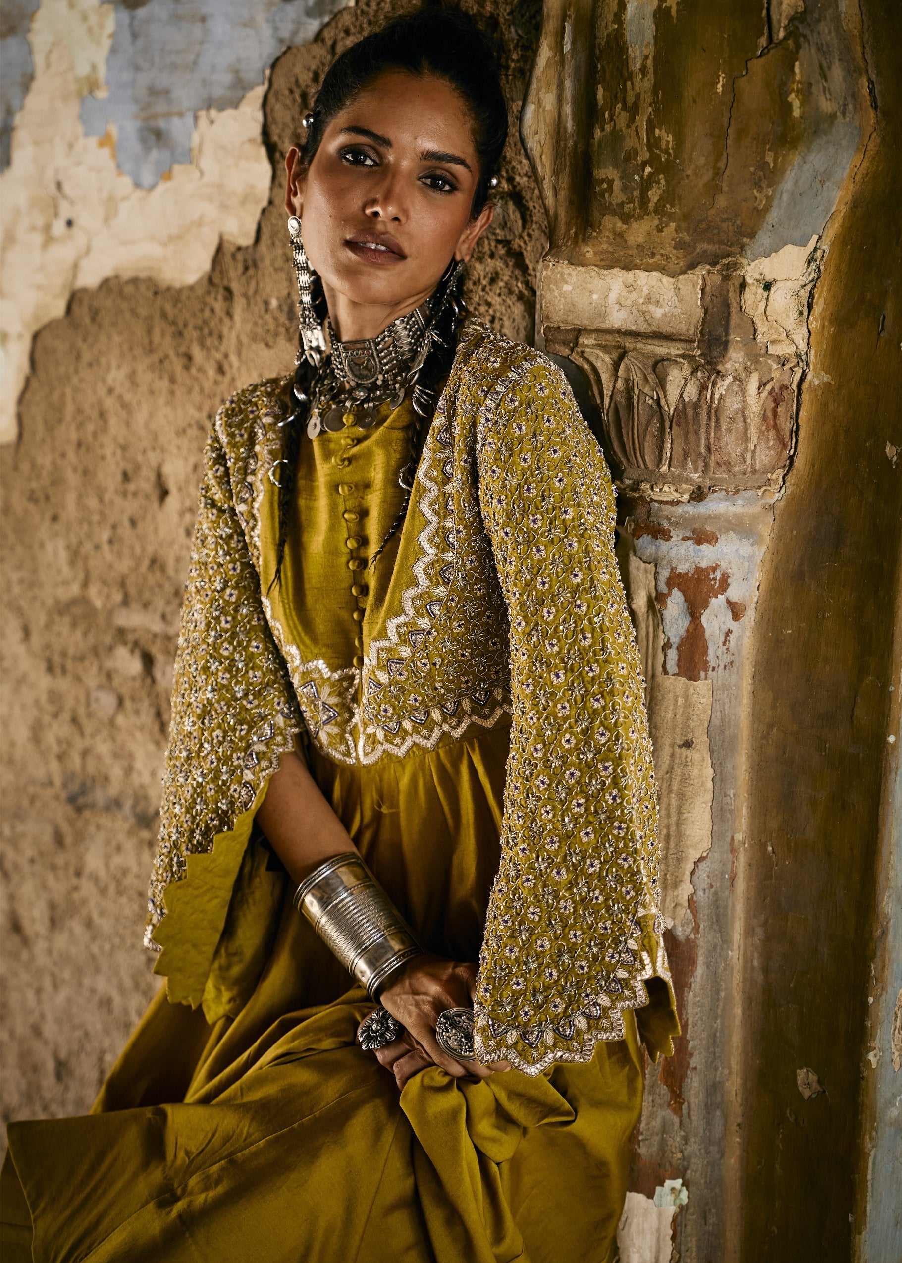 Mustard Anarkali Set