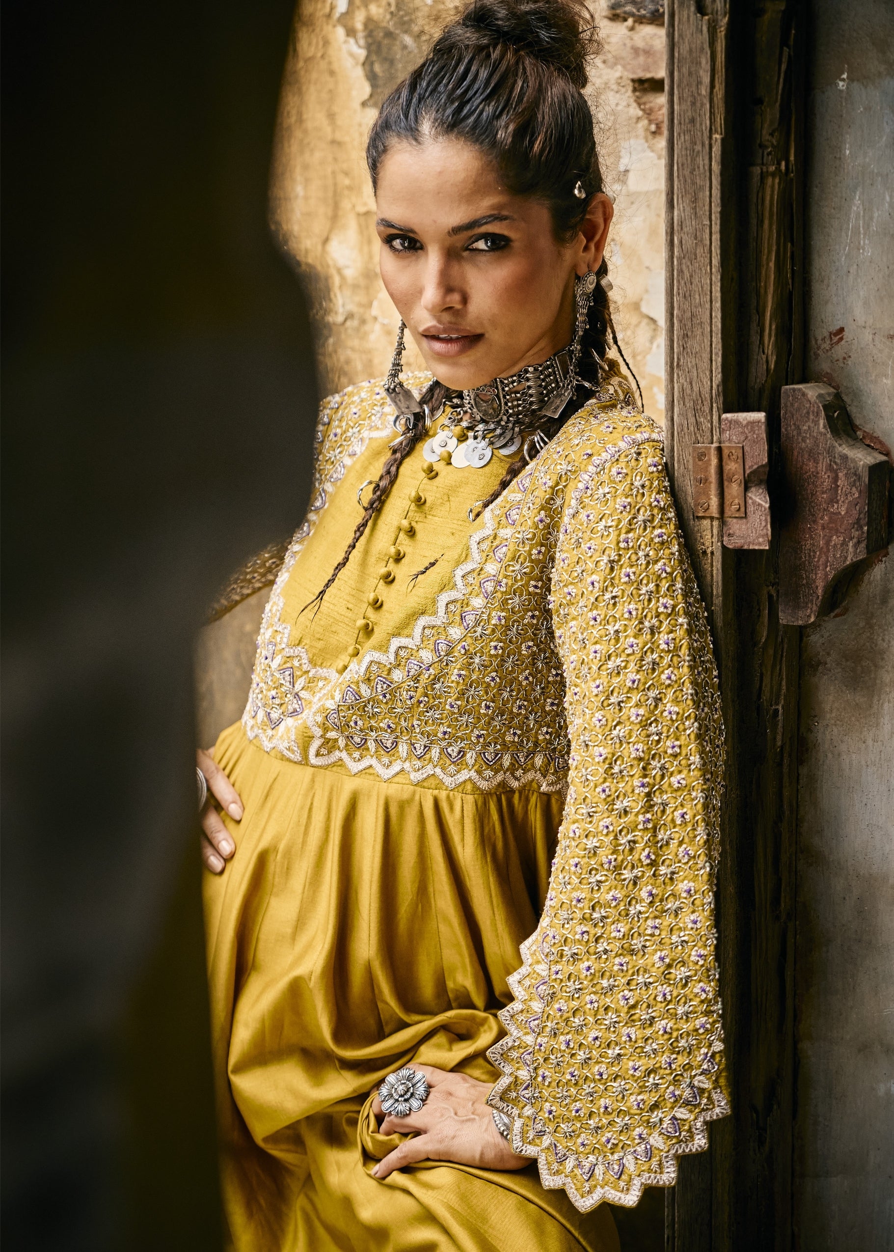 Mustard Anarkali Set