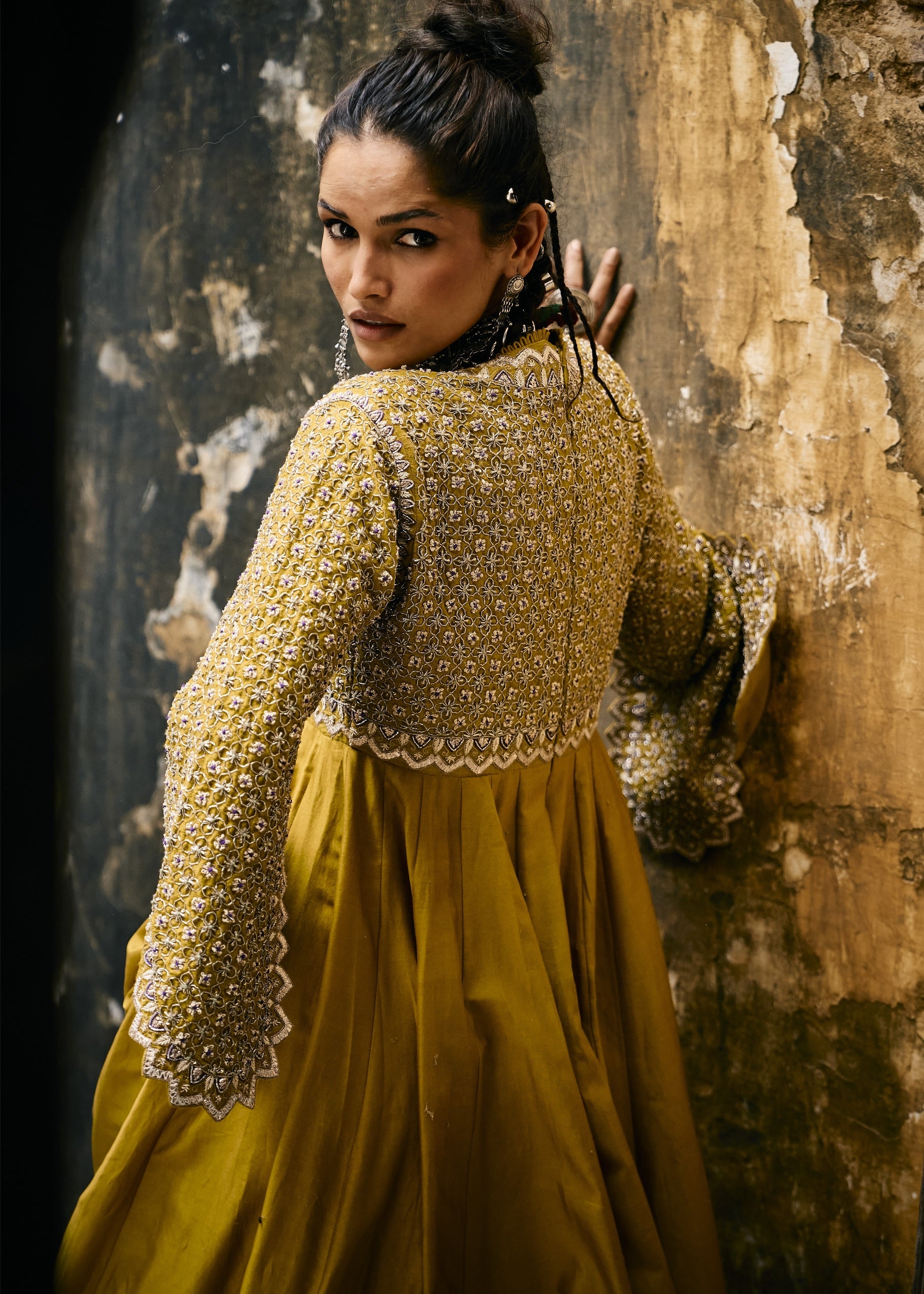Mustard Anarkali Set