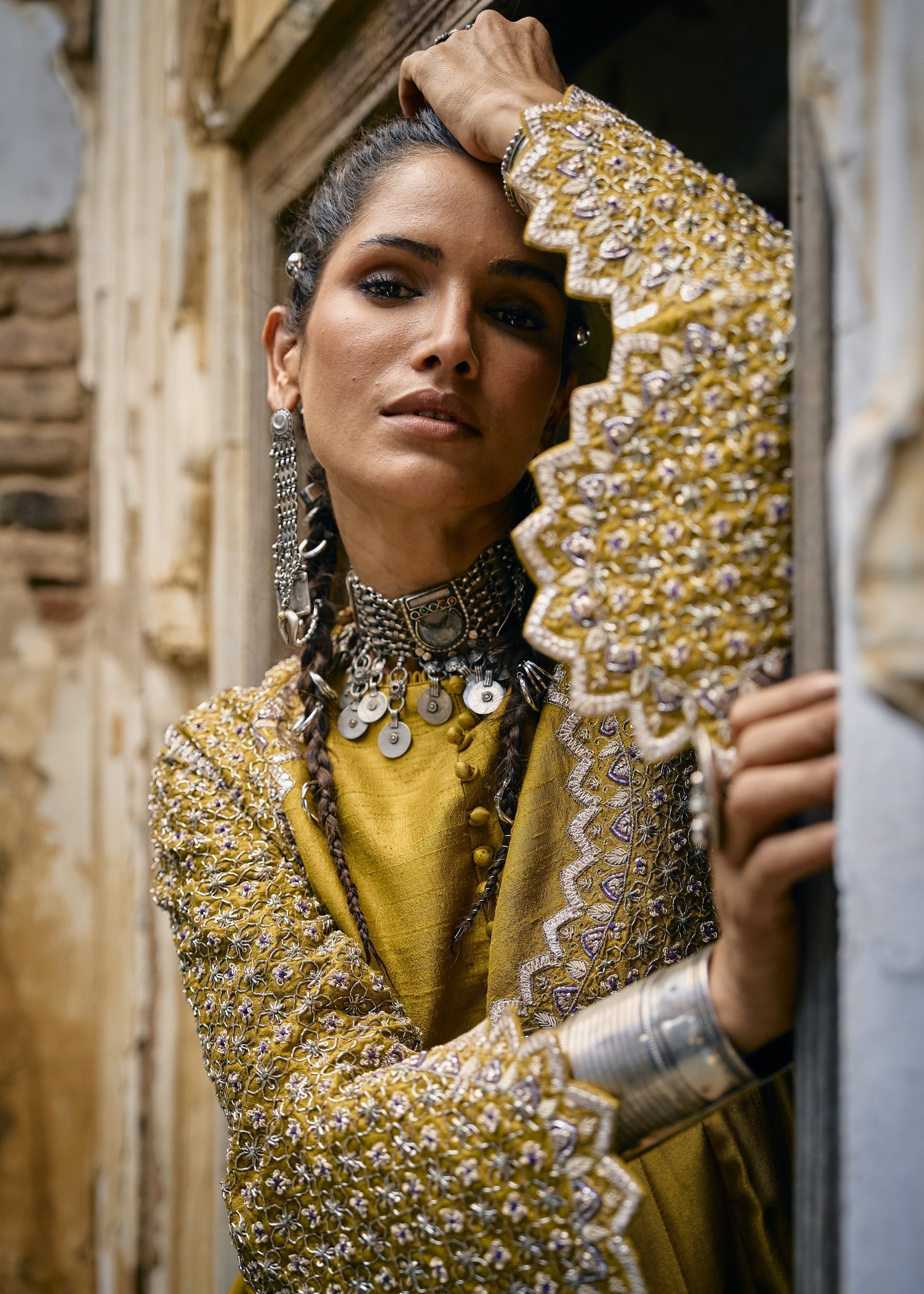 Mustard Anarkali Set