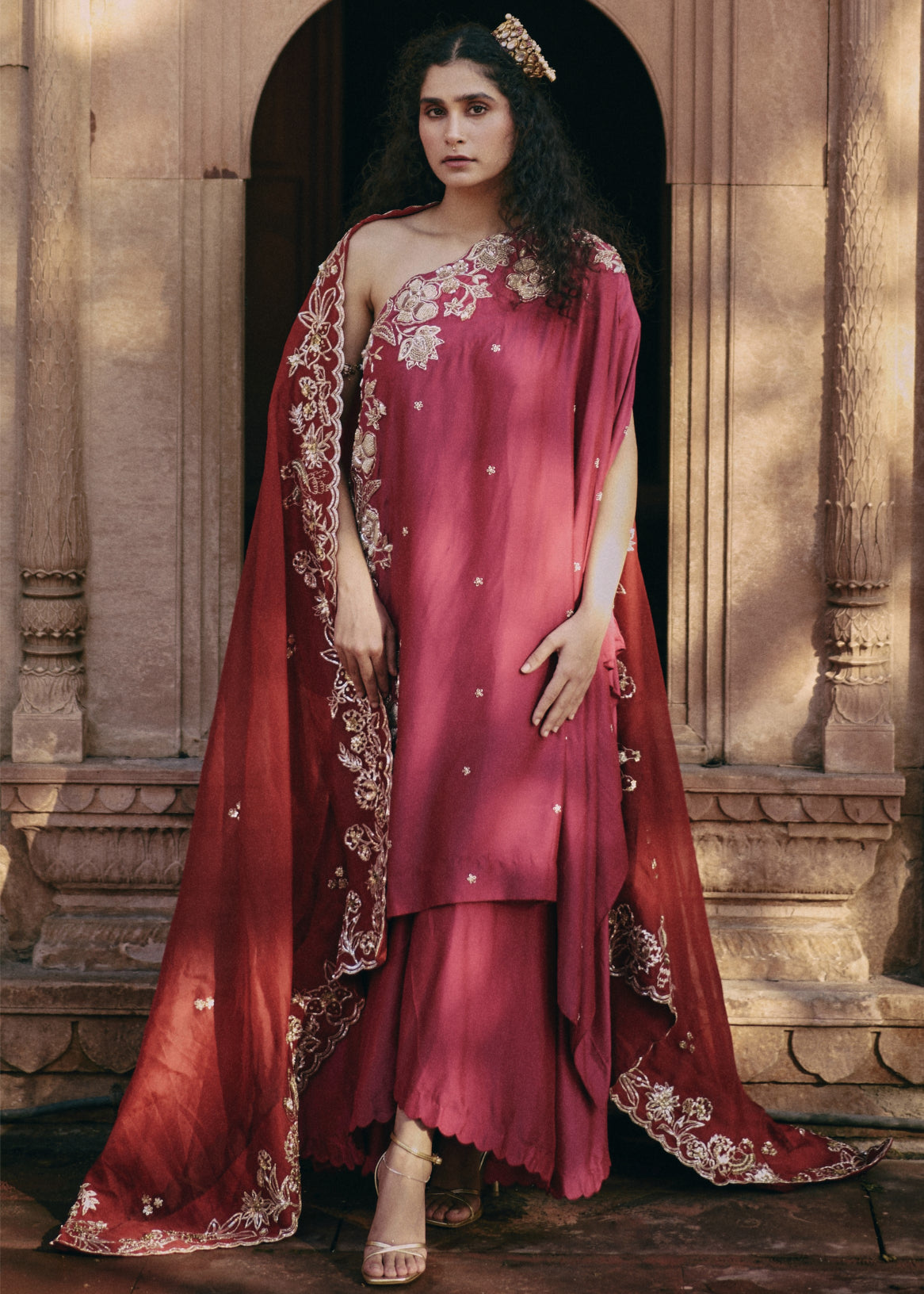 Rani Pink Asymmetrical Plazzo Set