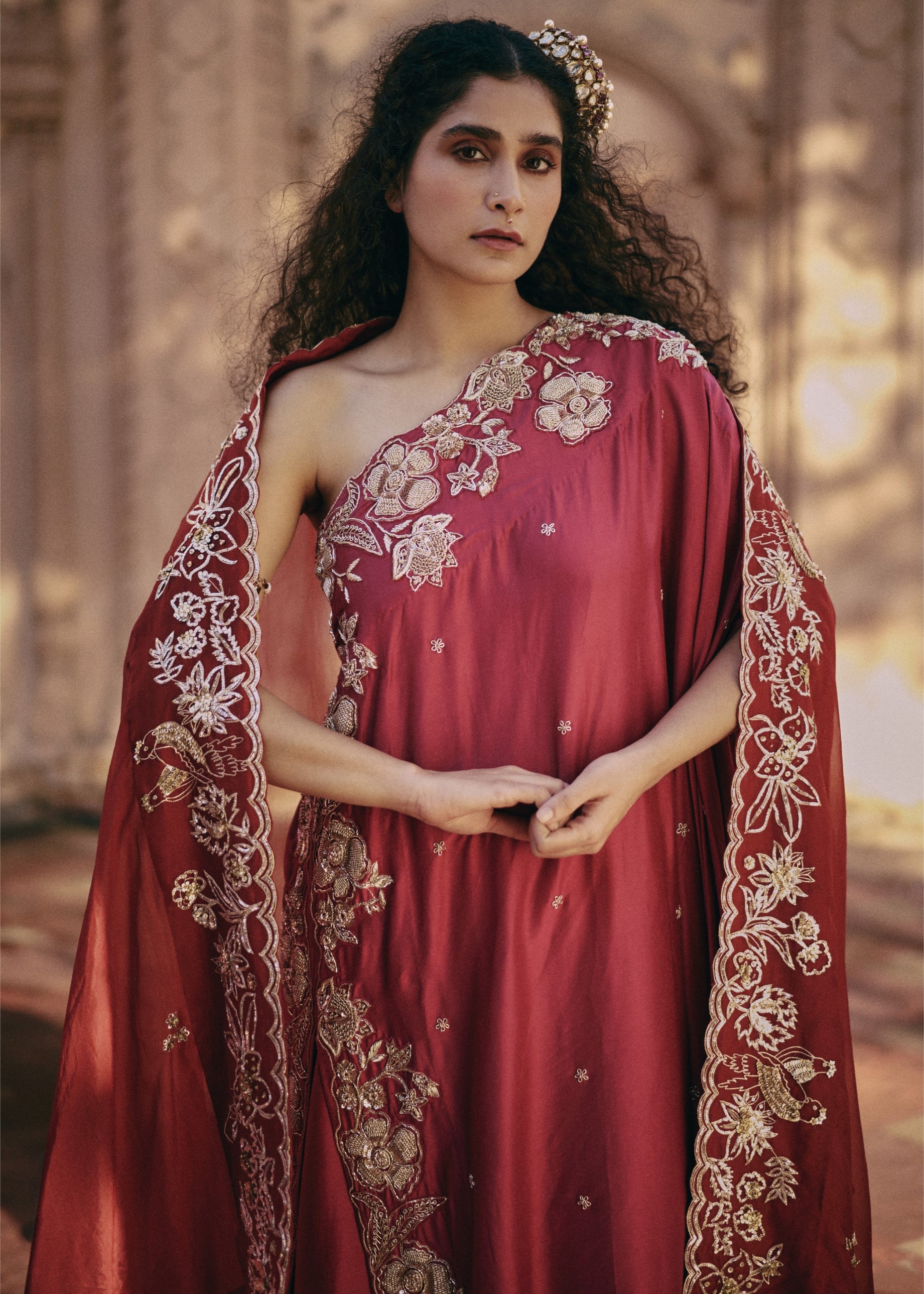 Rani Pink Asymmetrical Plazzo Set