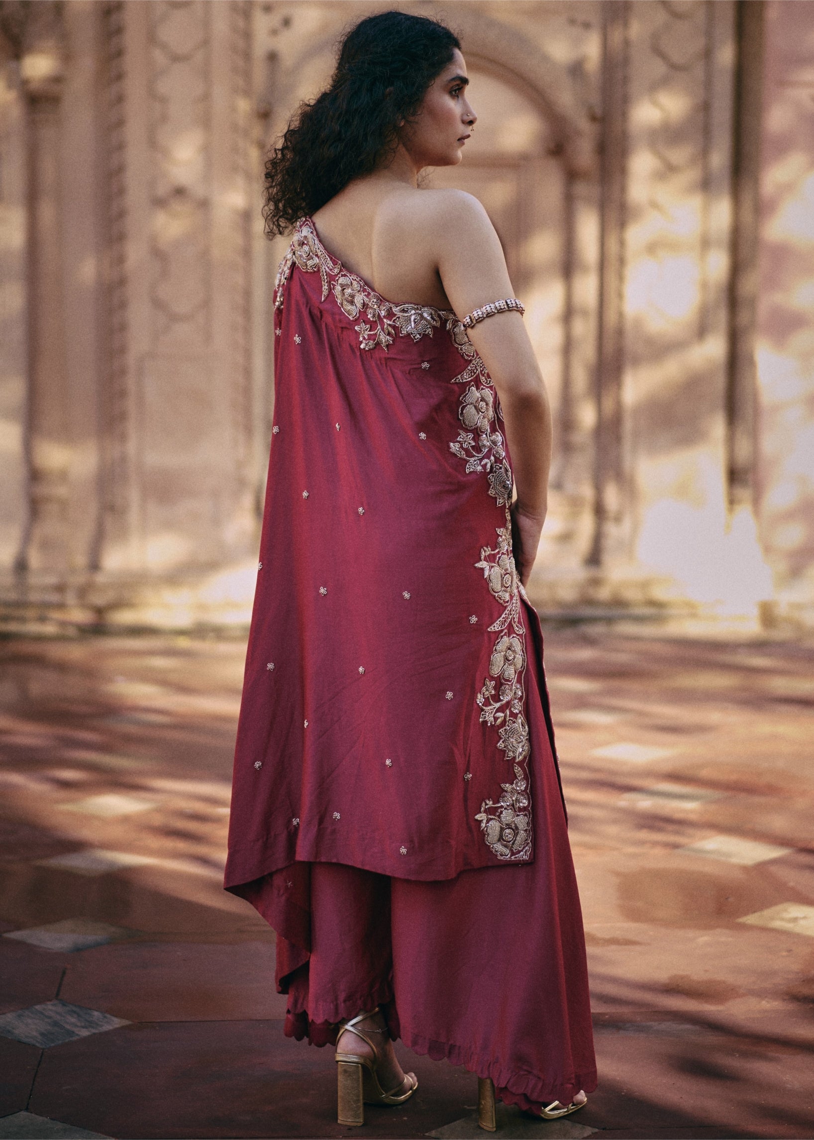 Rani Pink Asymmetrical Plazzo Set