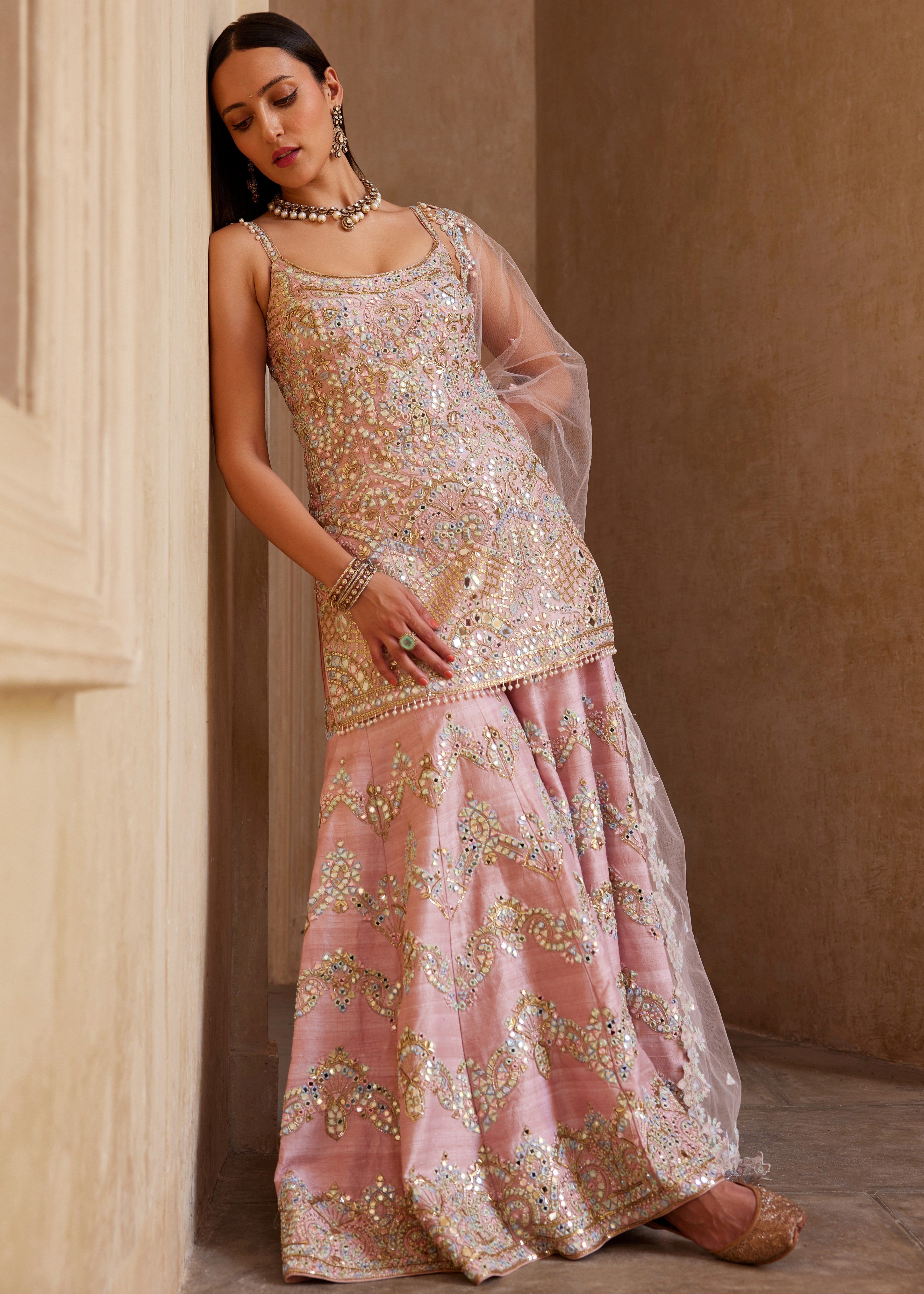 Rose Pink Strappy Sharara