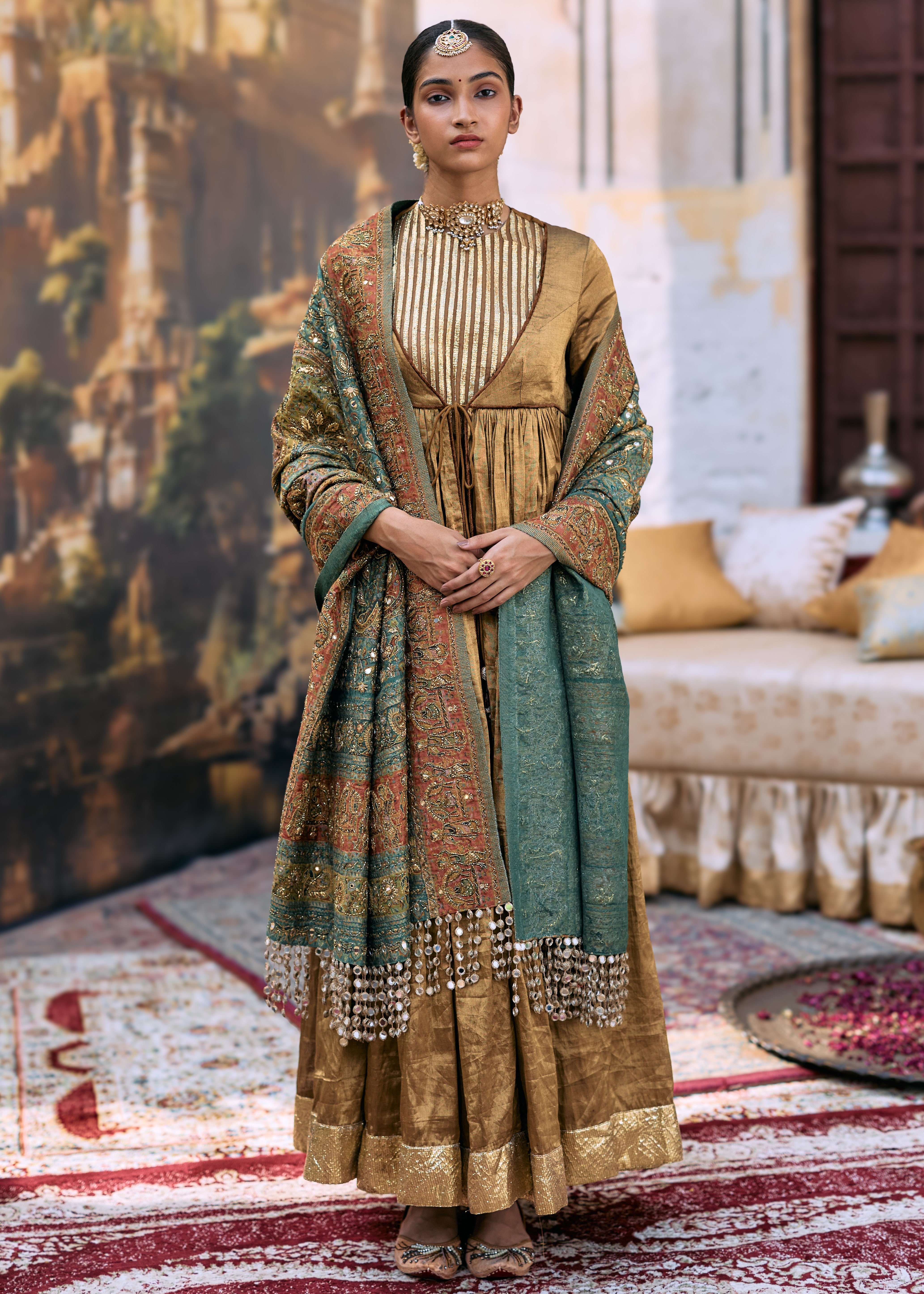 Pitambara Anarkali And Jamawar Shawl Set