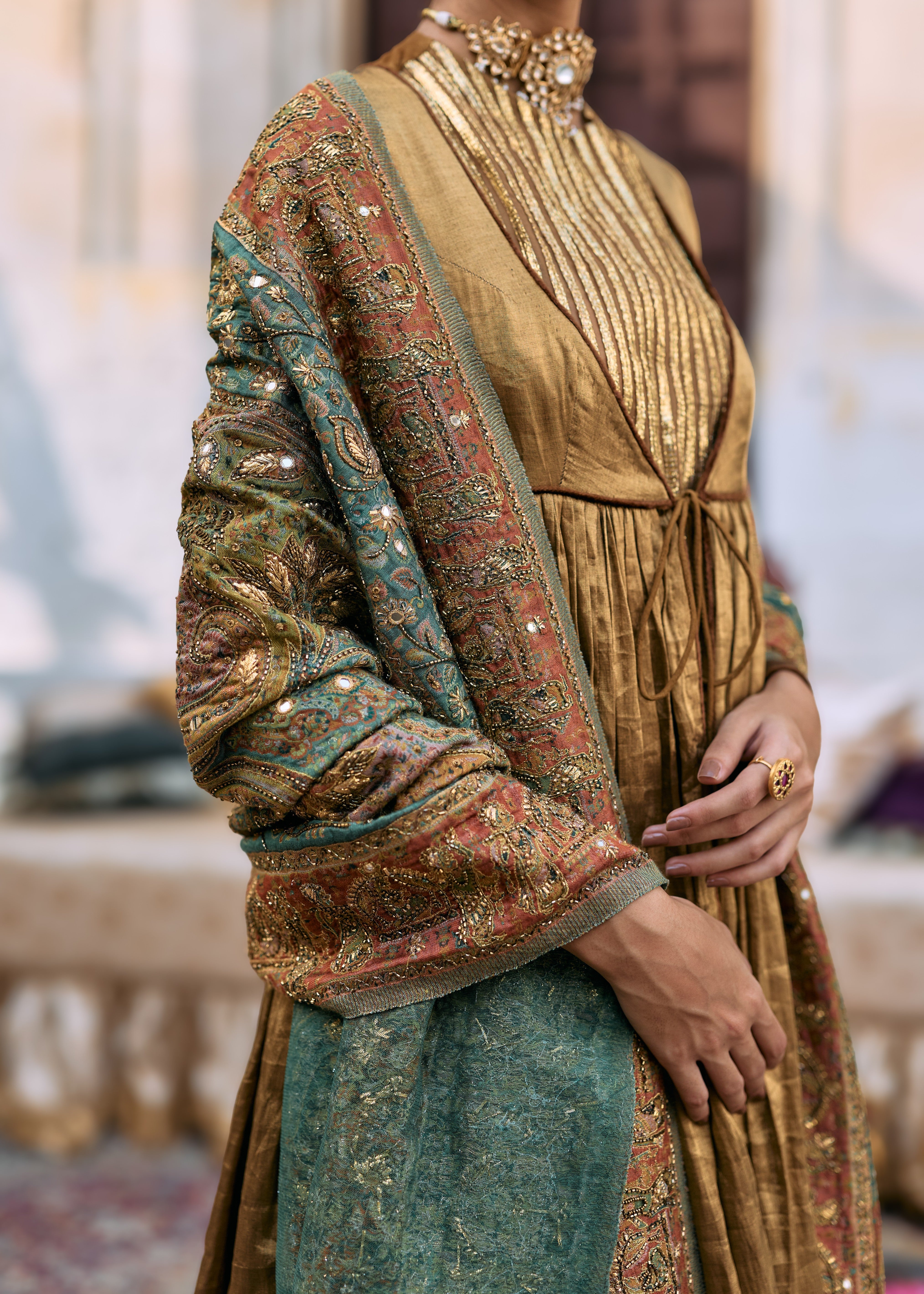 Pitambara Anarkali And Jamawar Shawl Set
