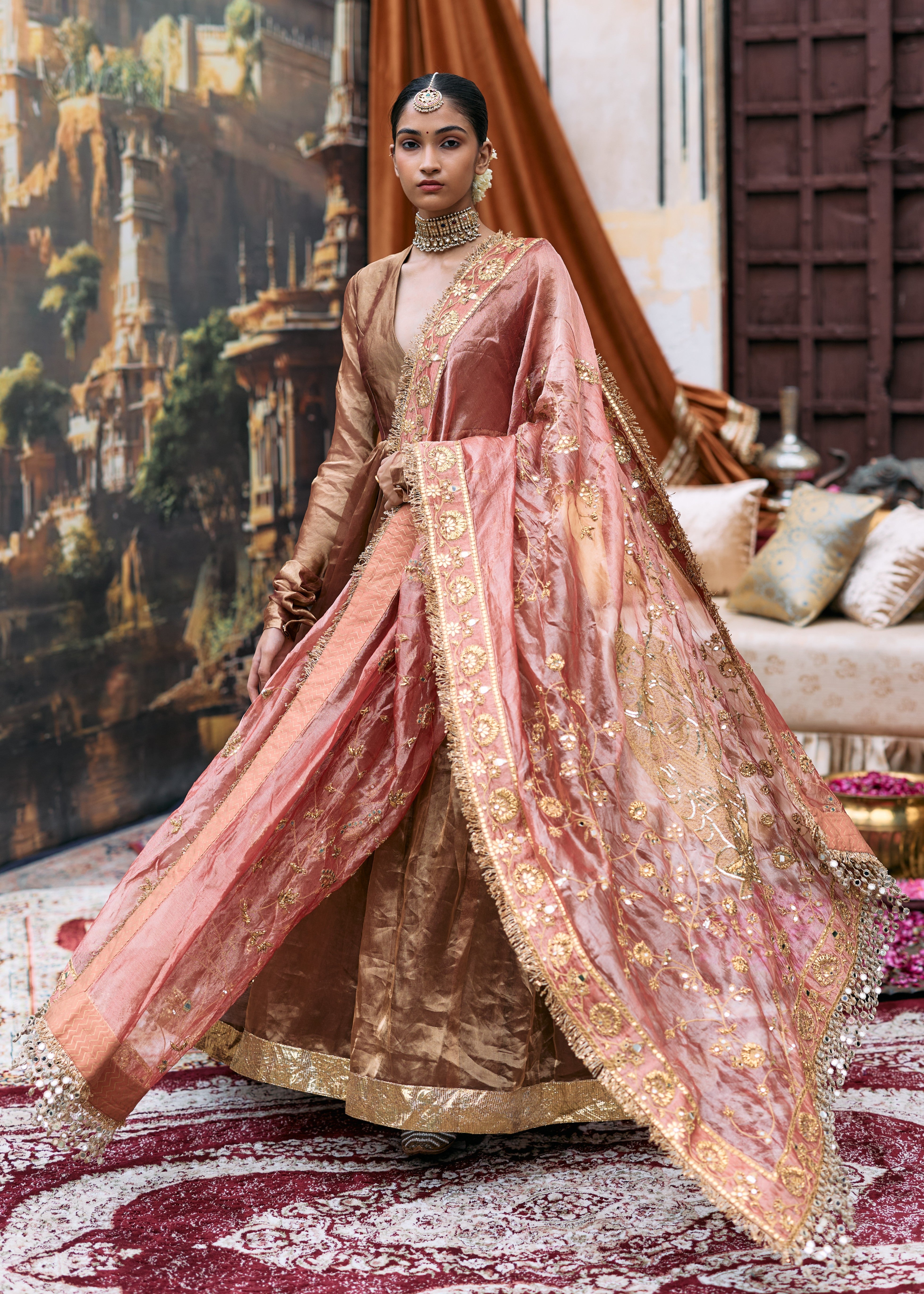Kanthi Anarkali And Radha Krishna Dupatta Set