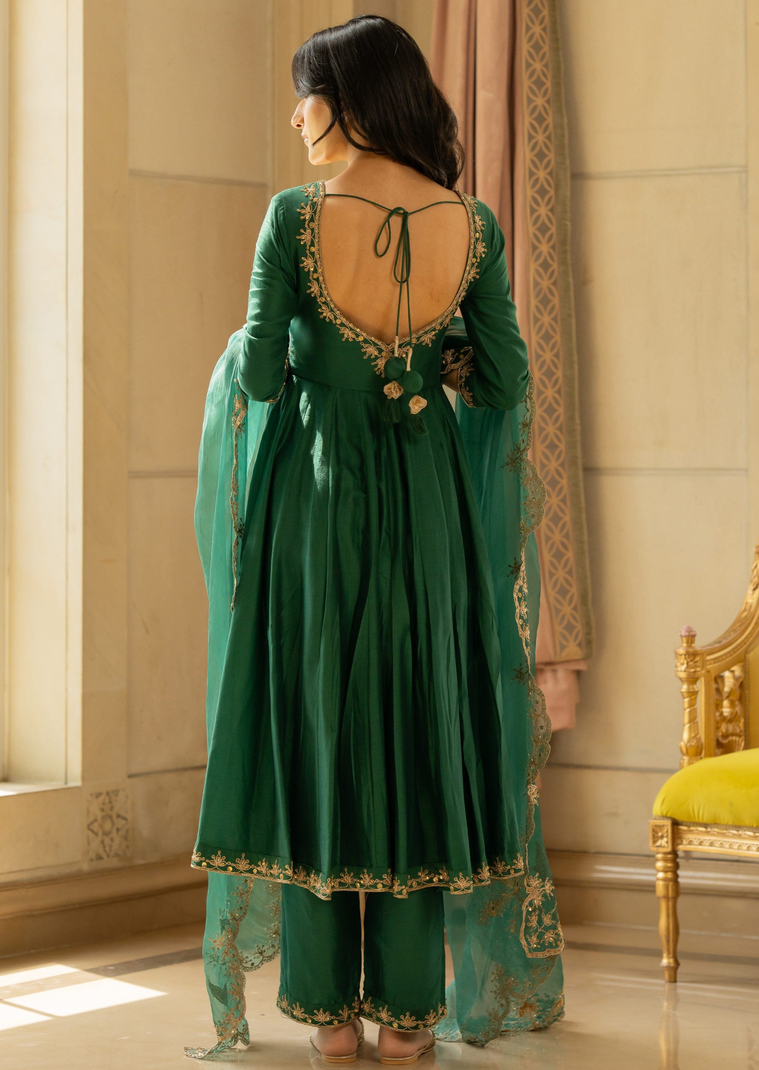 Emerald Green Anarkali Set