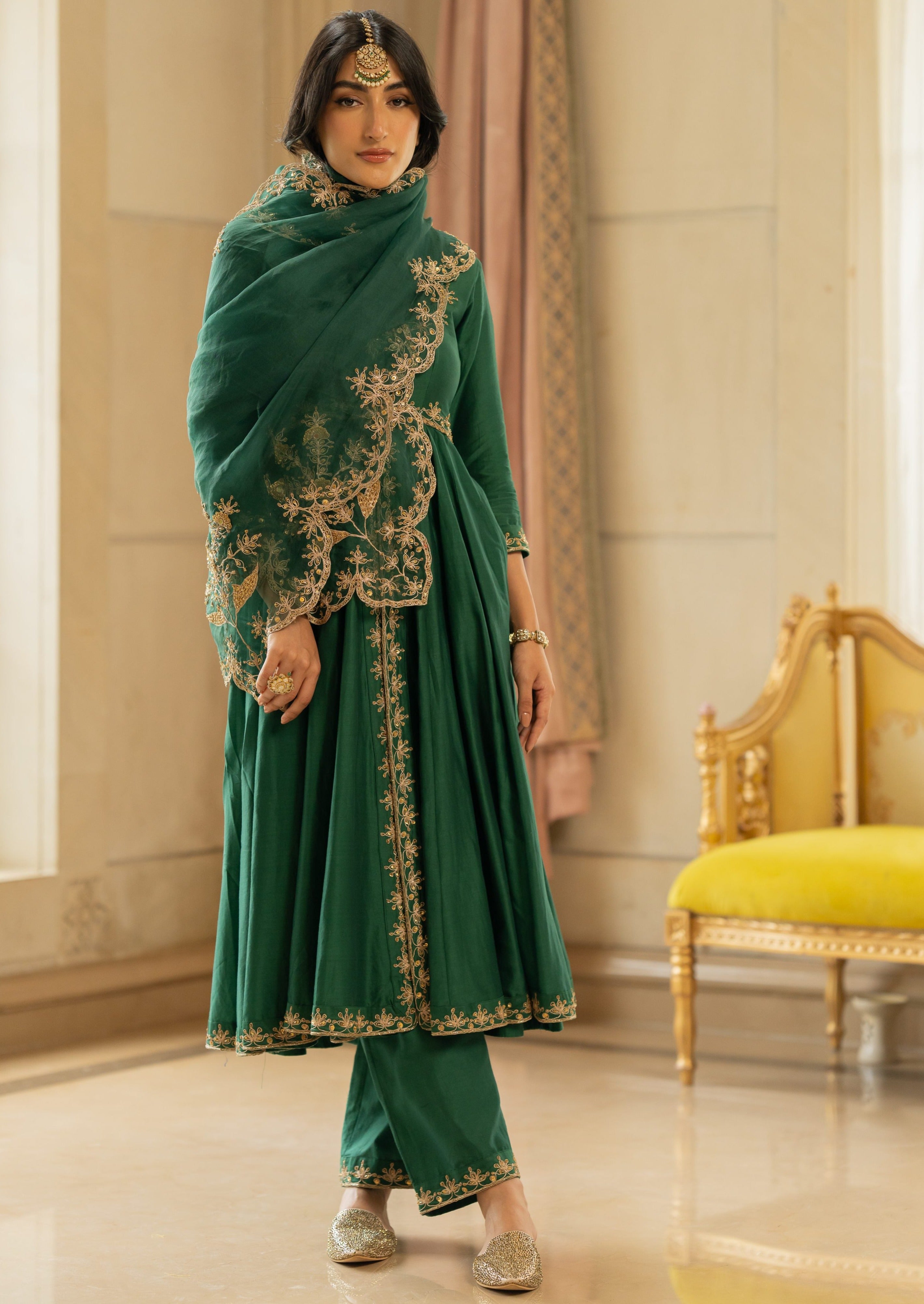 Emerald Green Anarkali Set