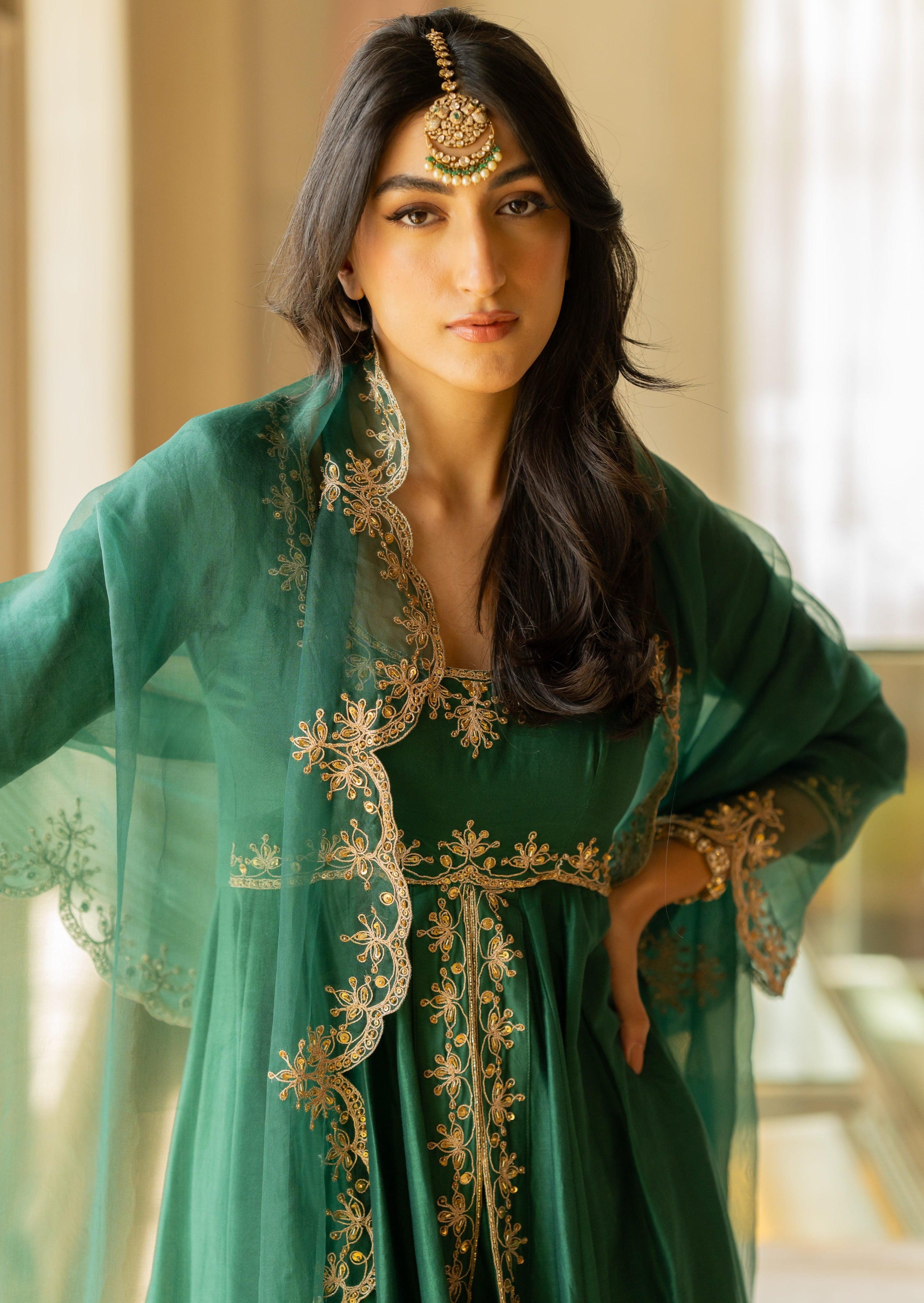 Emerald Green Anarkali Set