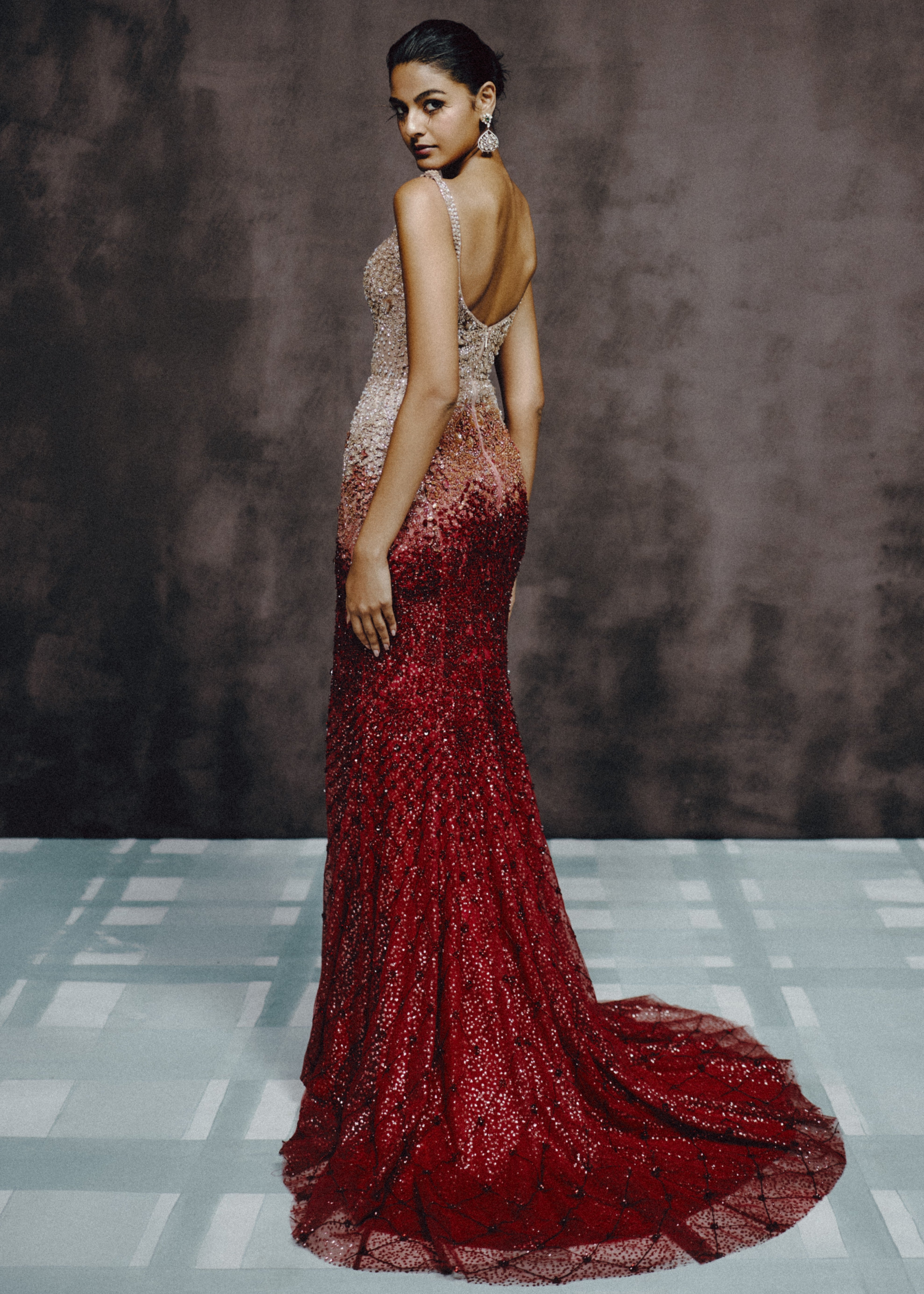 Vermilion Glint Gown