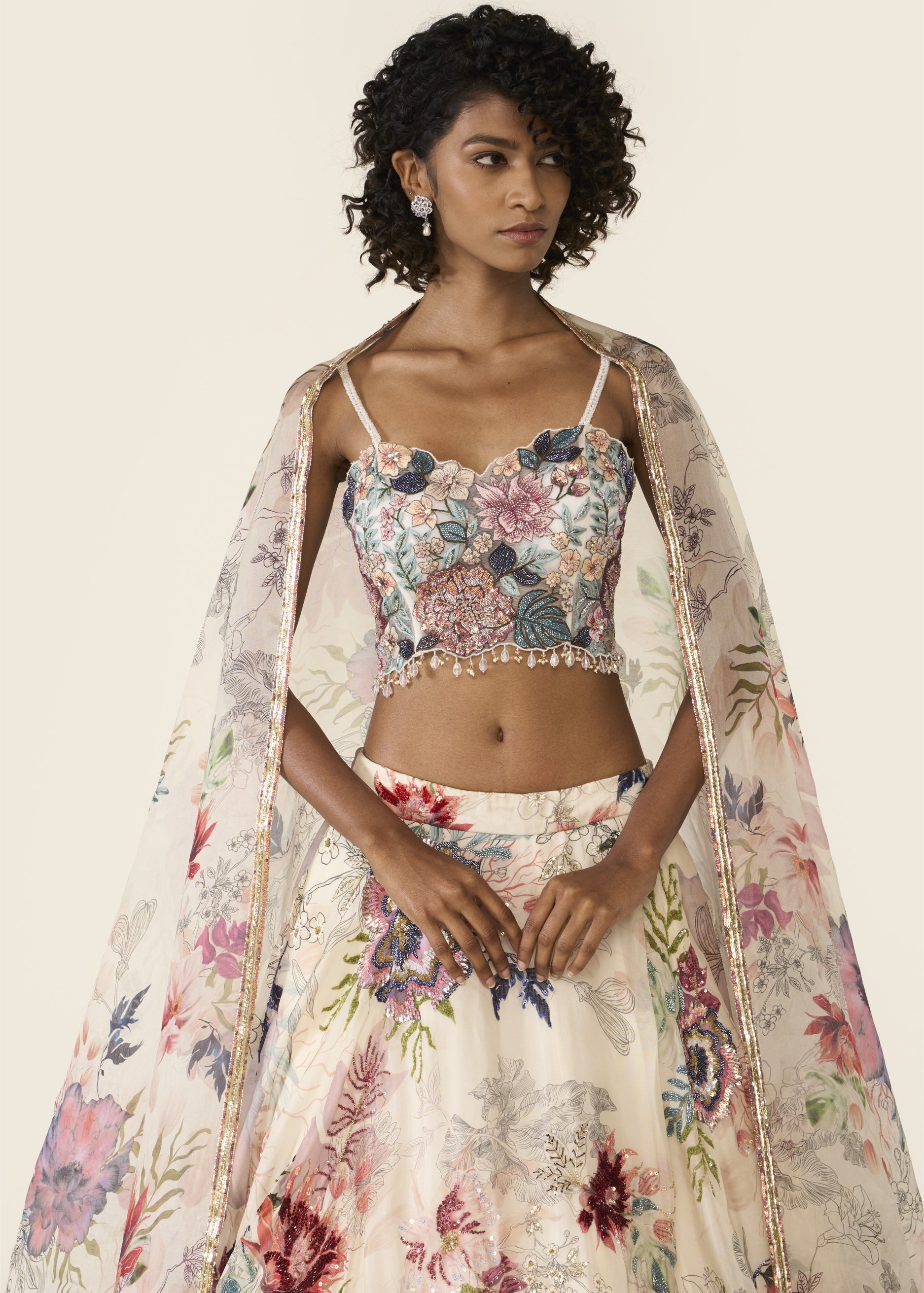 Ivory Printed Lehenga Set
