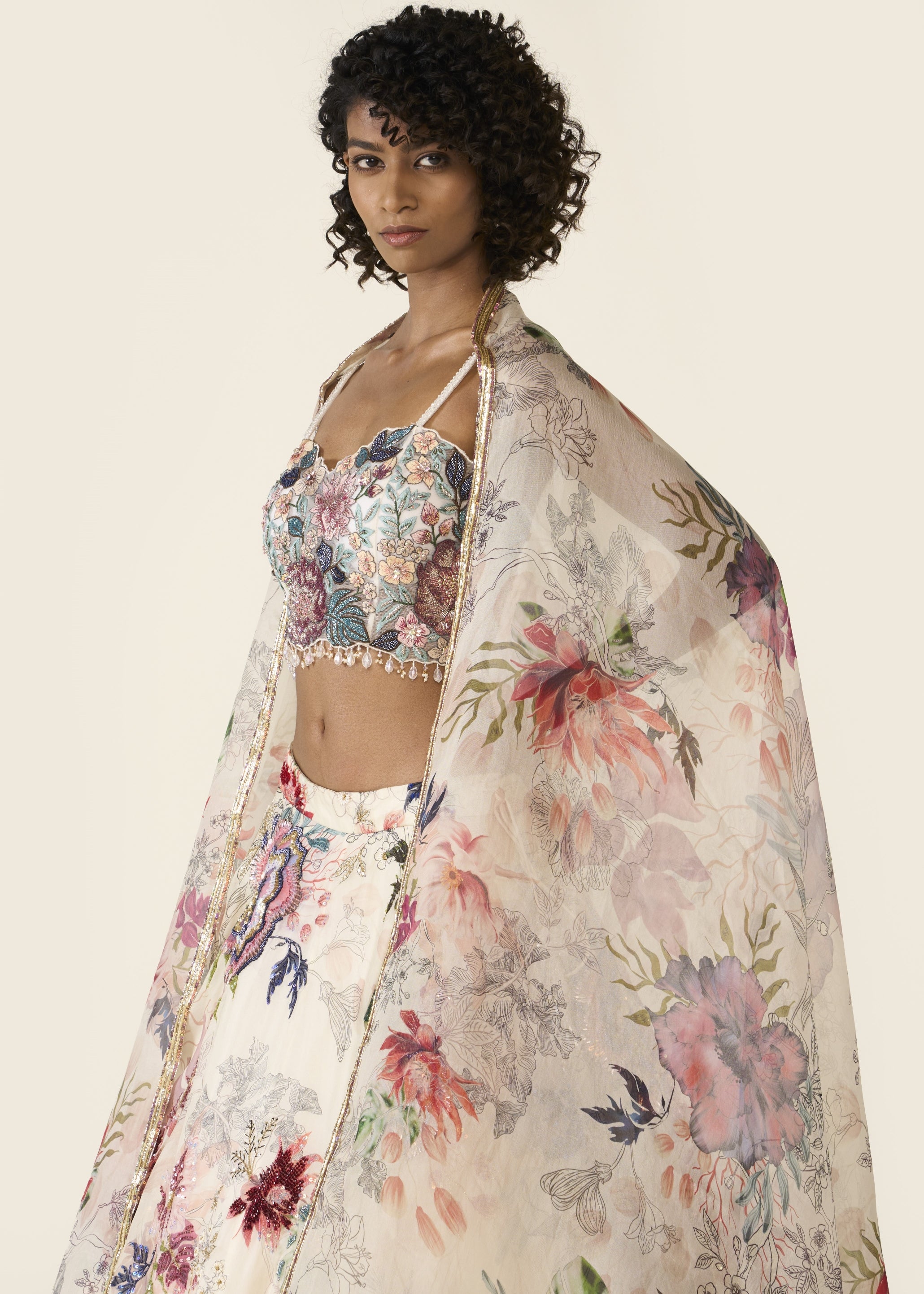 Ivory Printed Lehenga Set