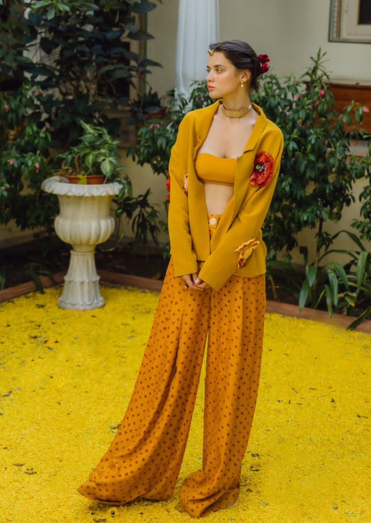 Marigold And Poppies Bandhani Jacket Set