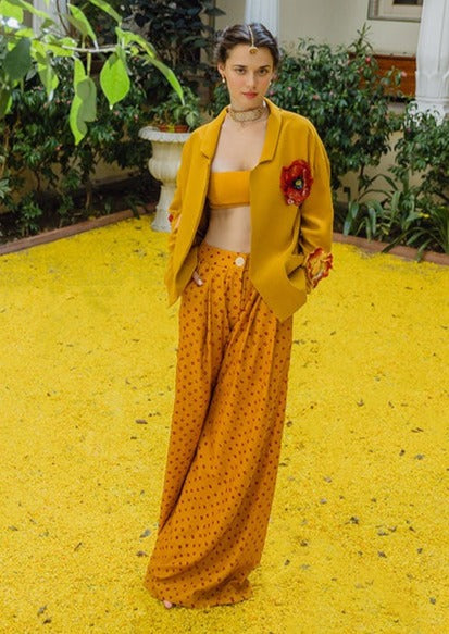 Marigold And Poppies Bandhani Jacket Set