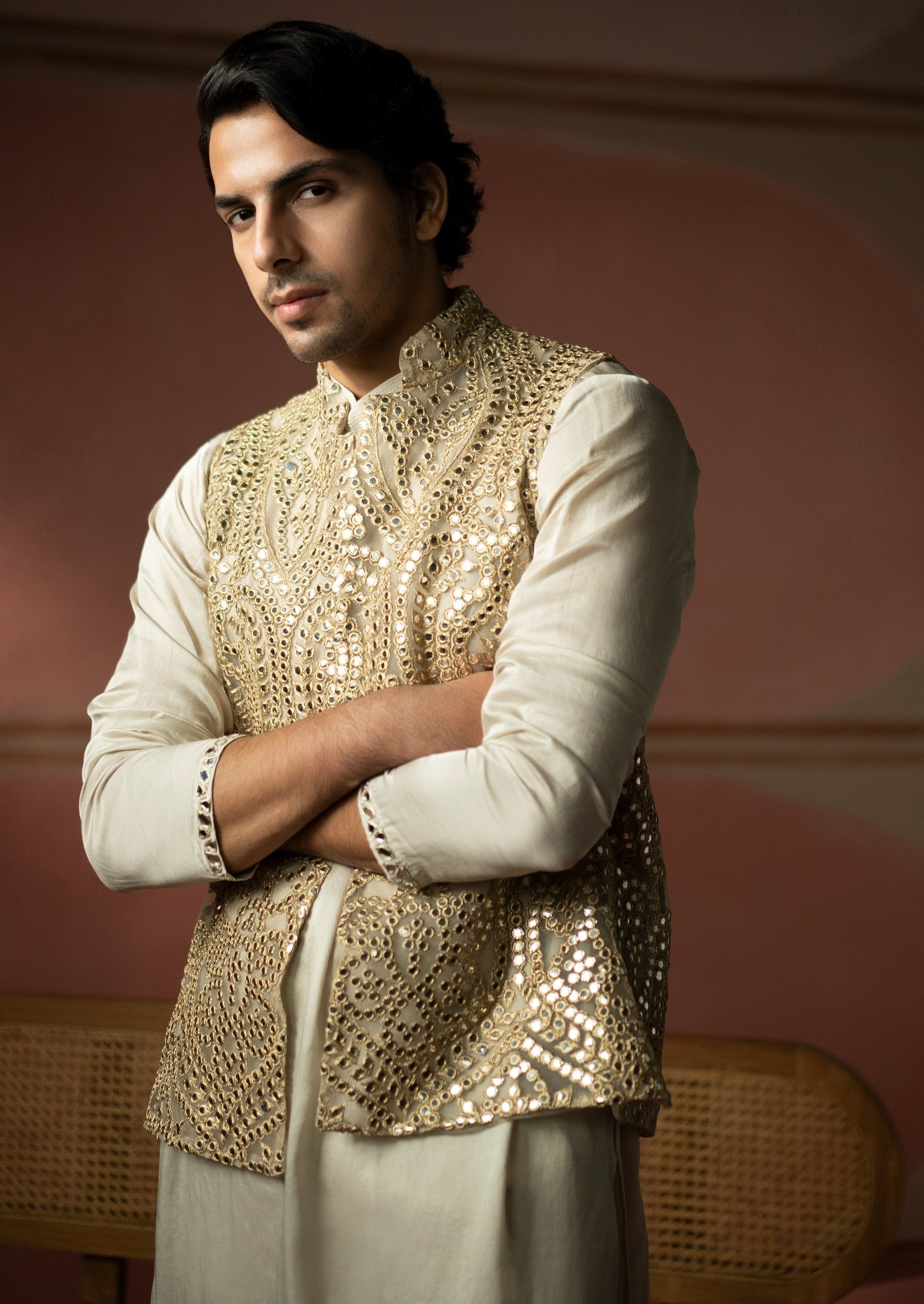 Golden Zari Mirrorwork Bundi