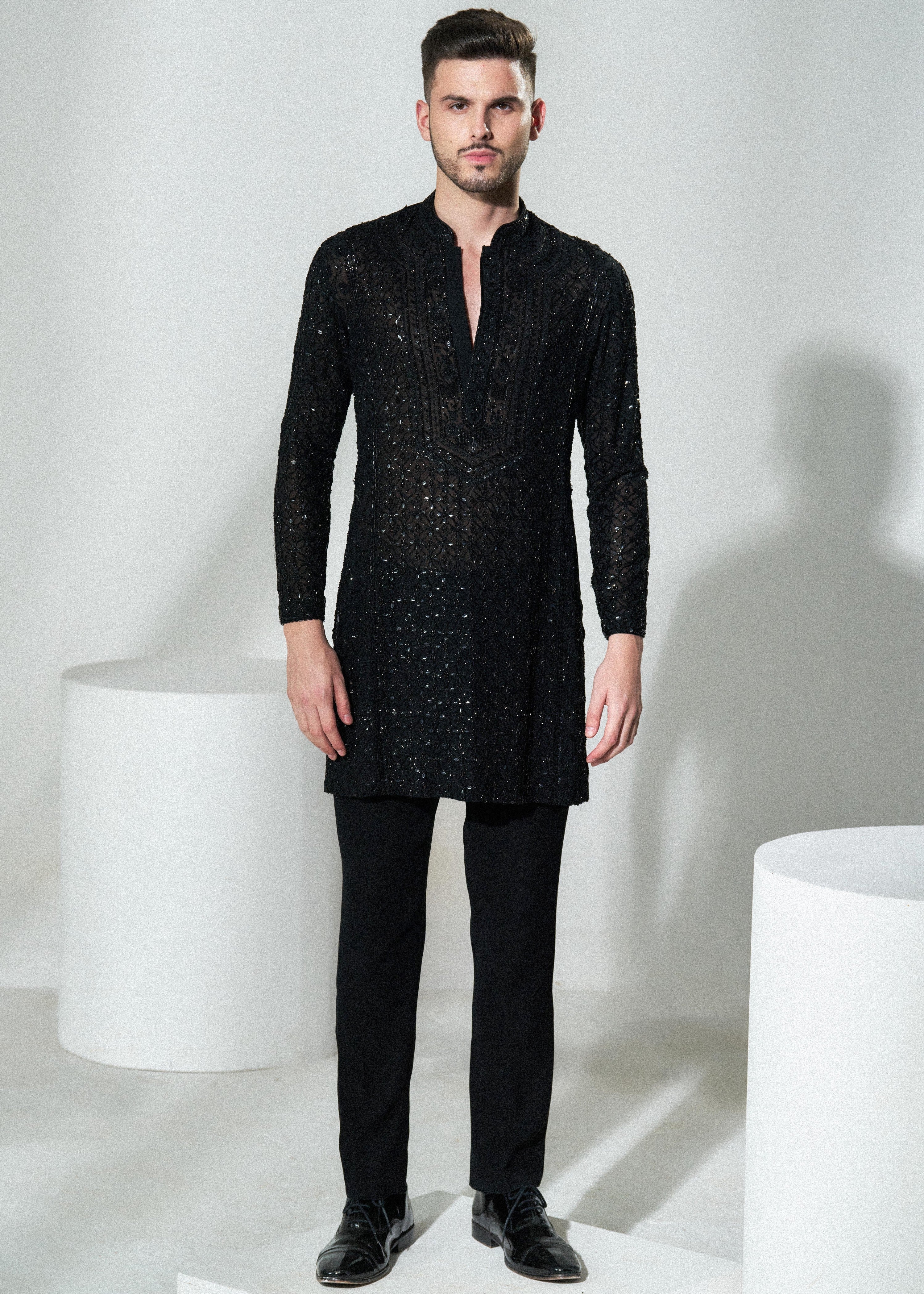 Black Chikankari Kurta