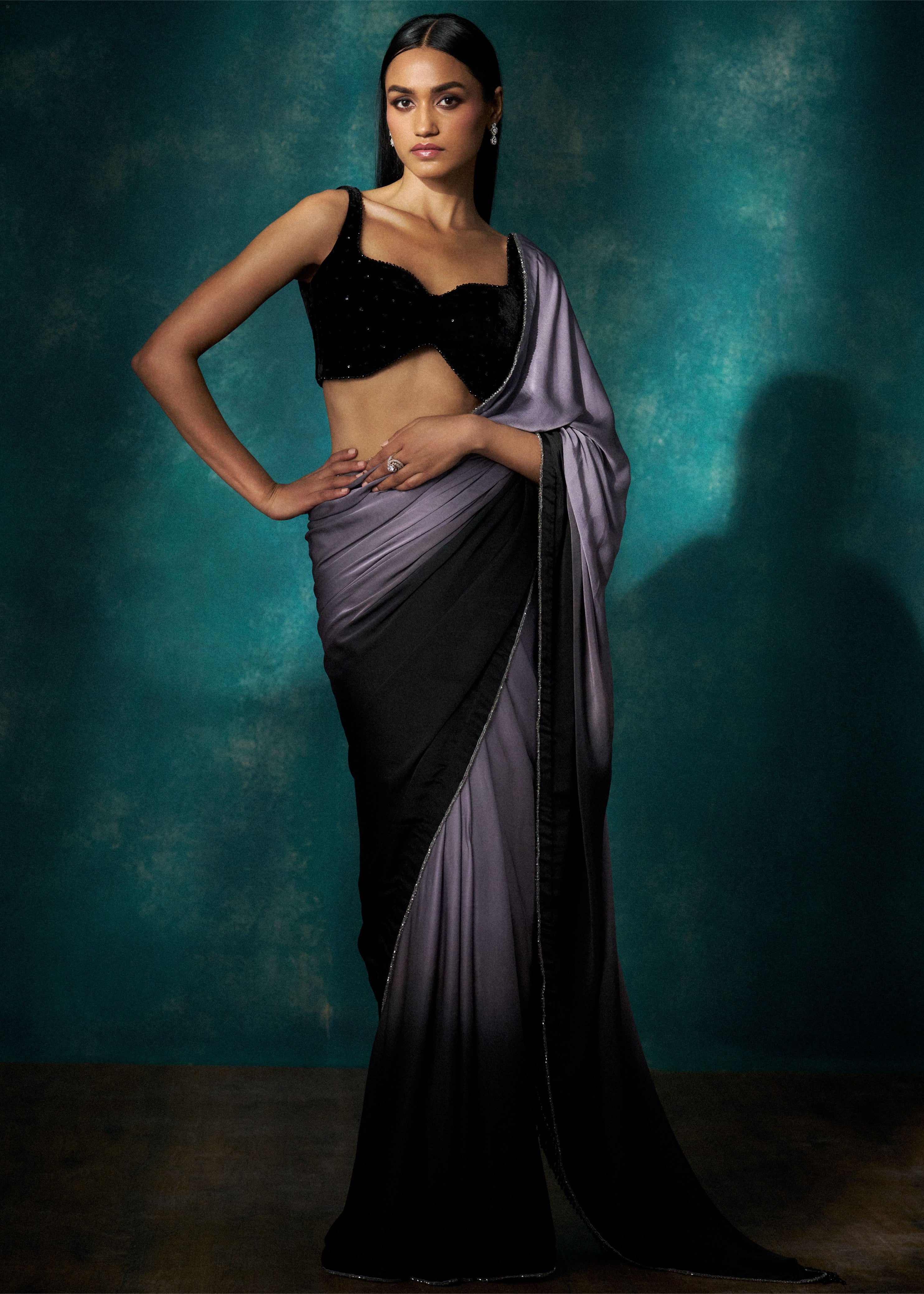 Grey Black Ombre Sari