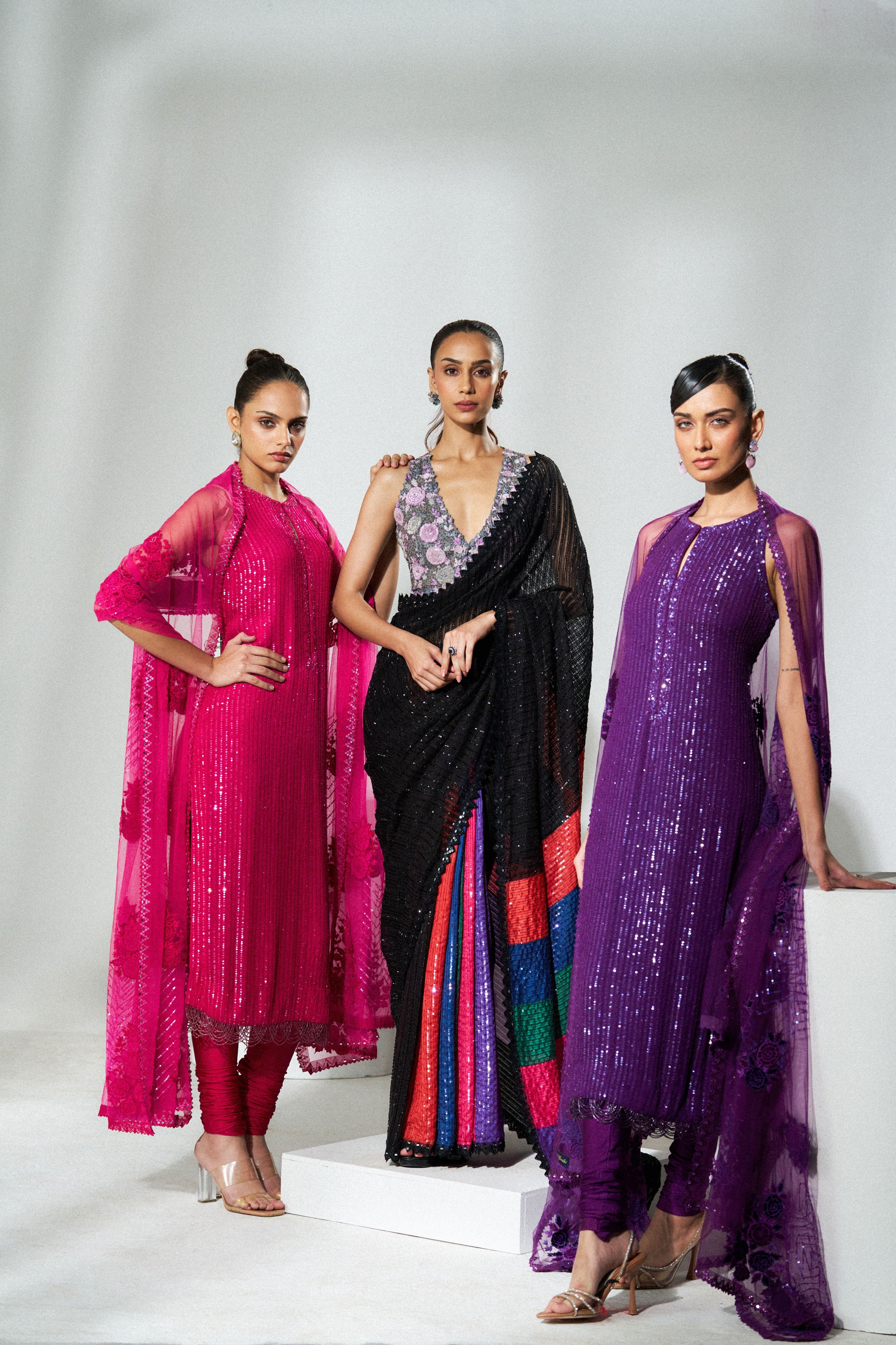 Black Multicolour Sari