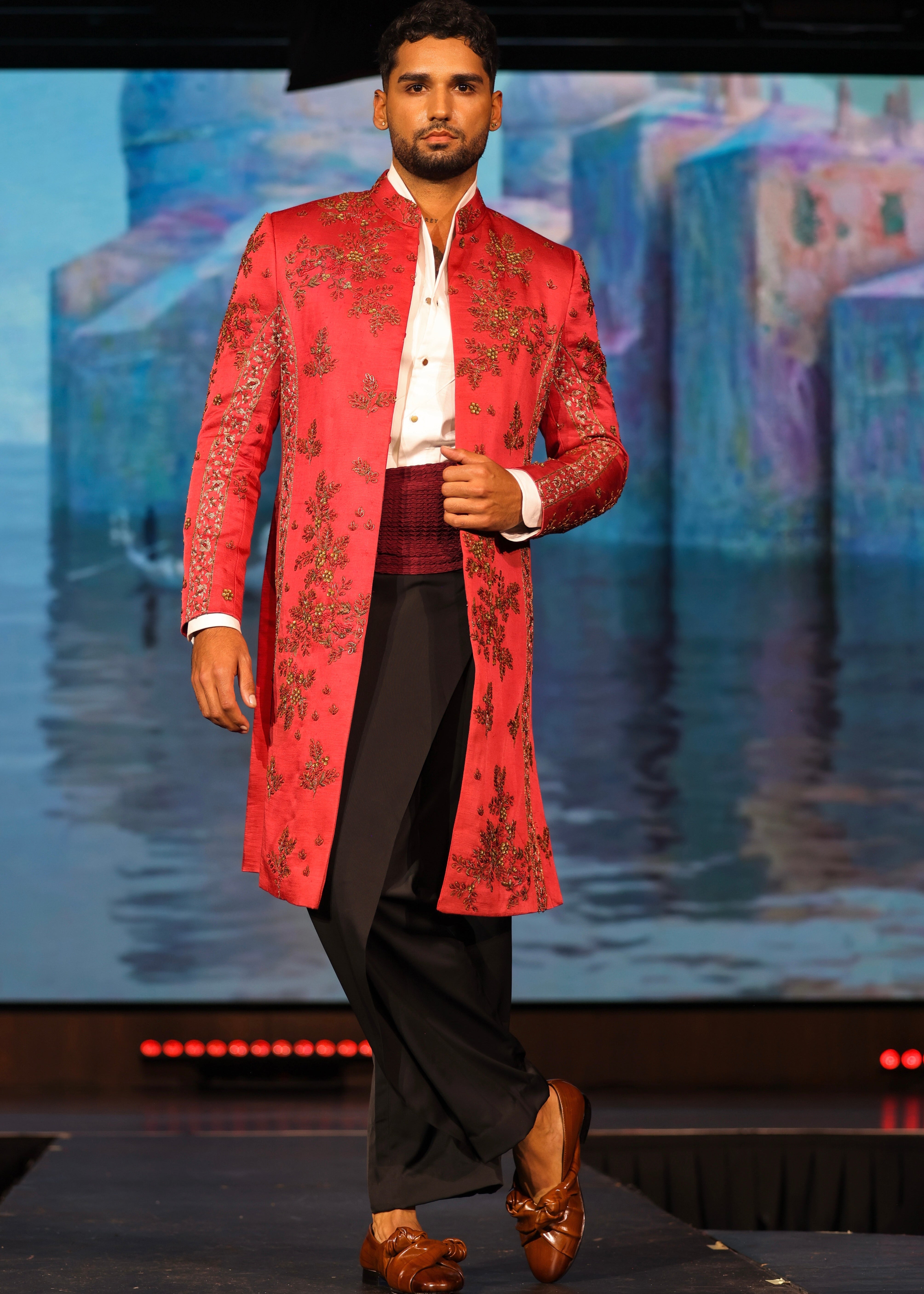 Red Contemporary Jacket Set