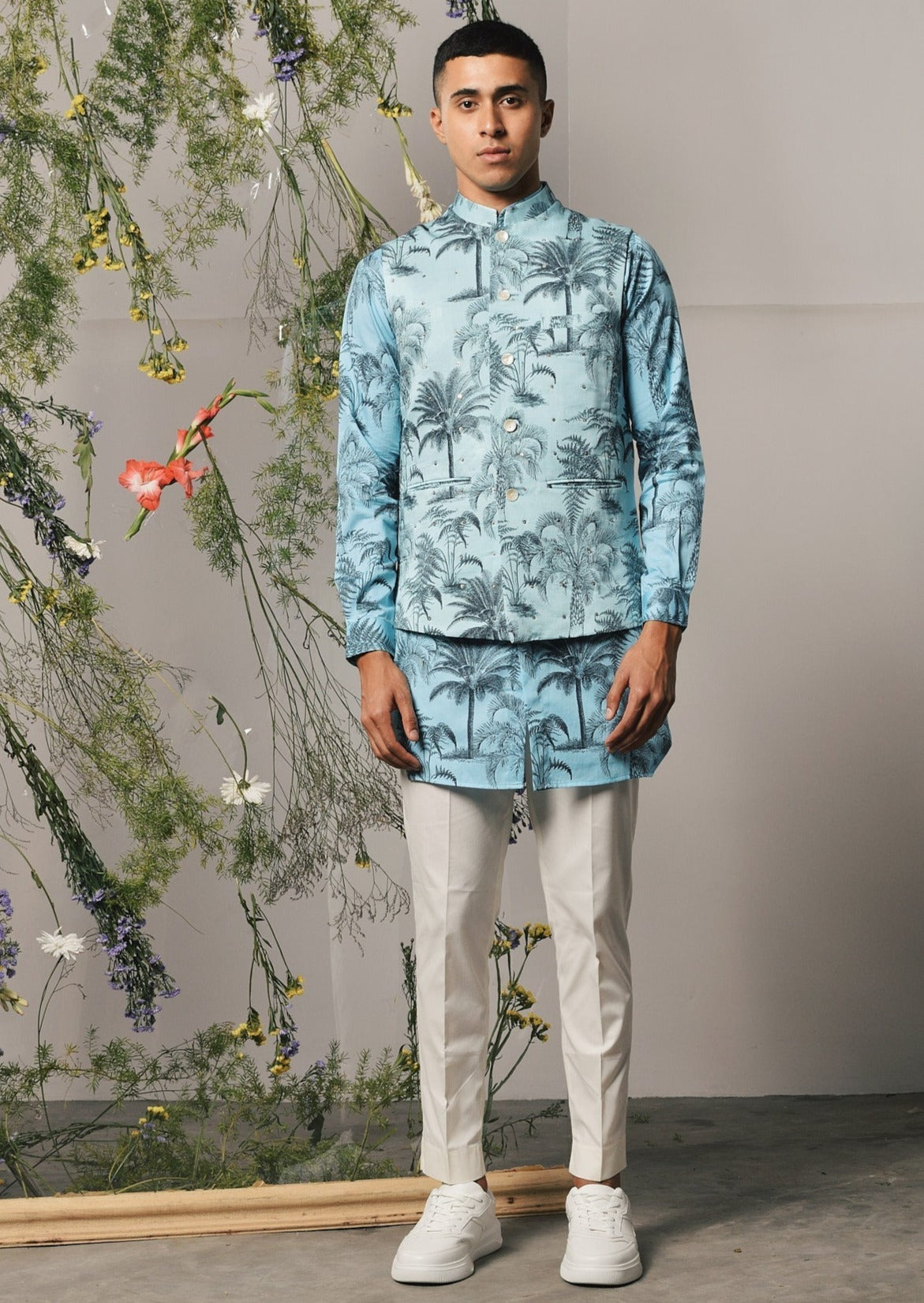 Blue Palermo Embroidered Bandi