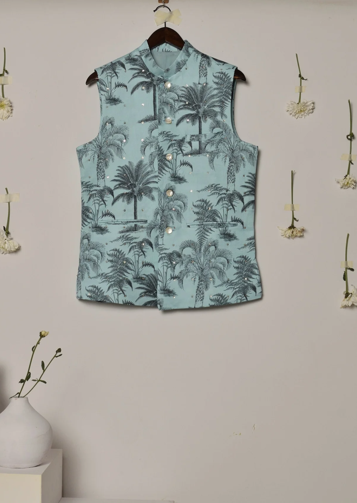 Blue Palermo Embroidered Bandi