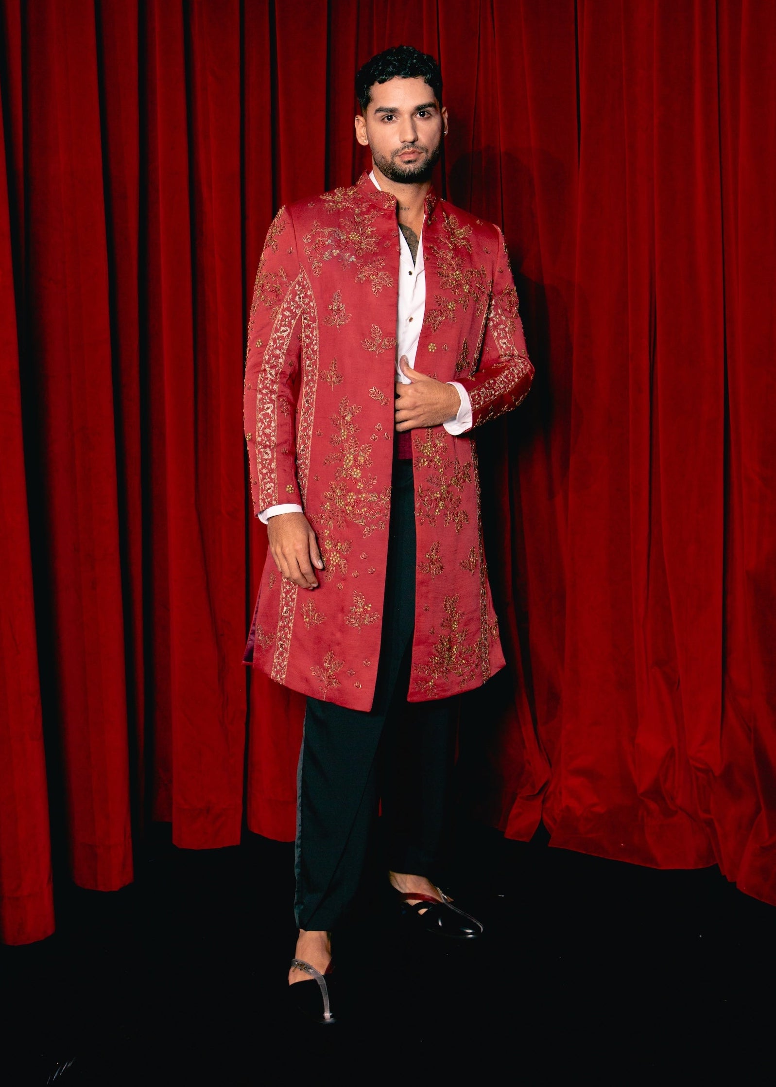 Red Contemporary Jacket Set
