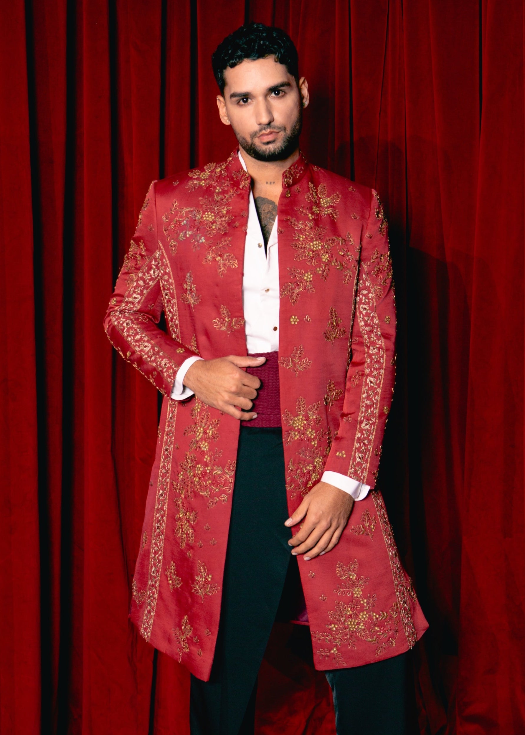 Red Contemporary Jacket Set