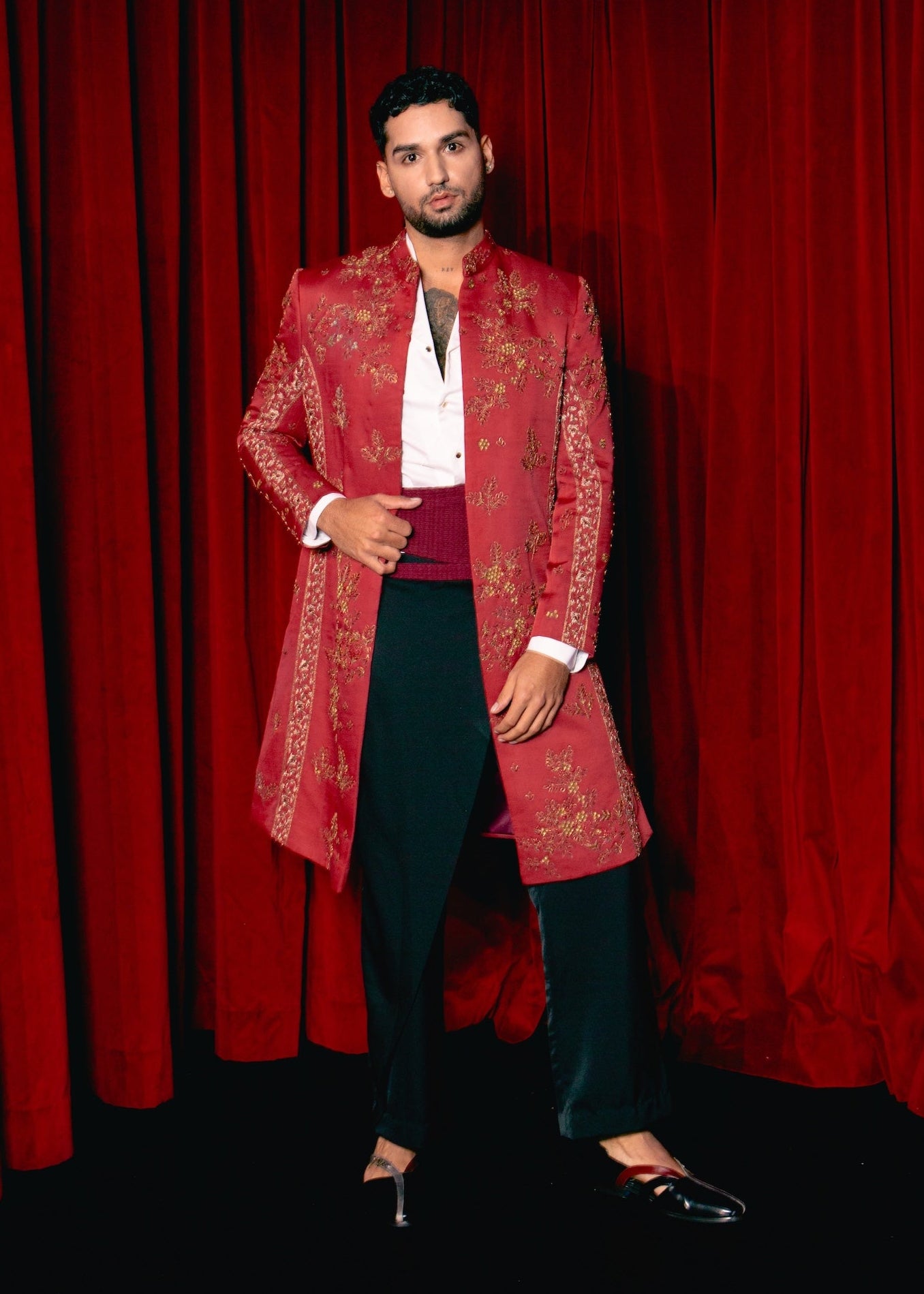 Red Contemporary Jacket Set