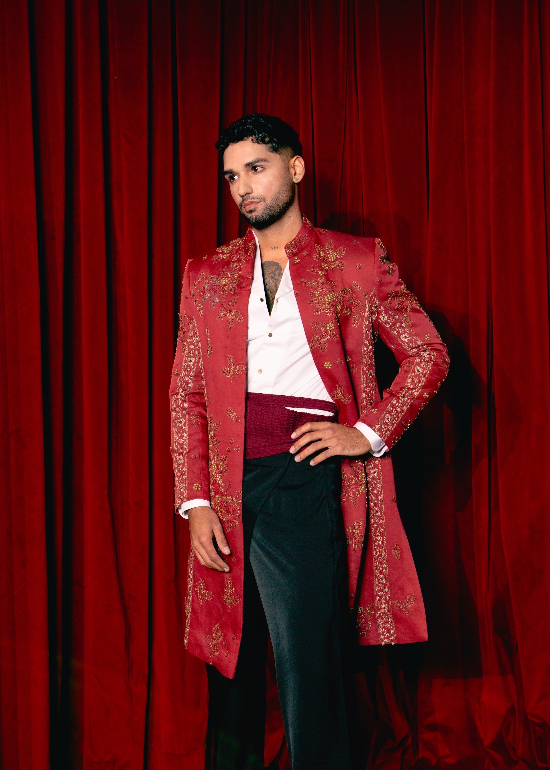 Red Contemporary Jacket Set