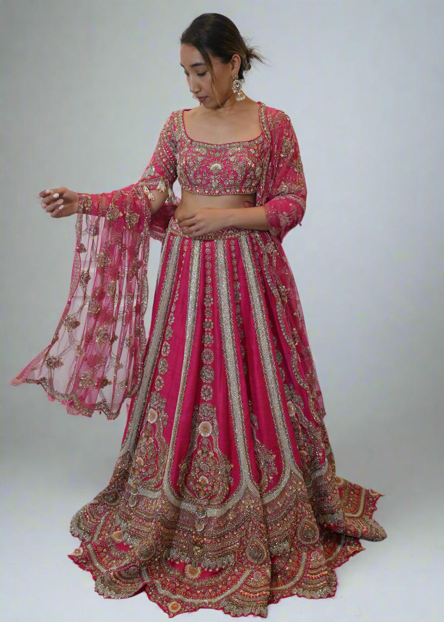 Pink Embroidered Bridal Lehenga