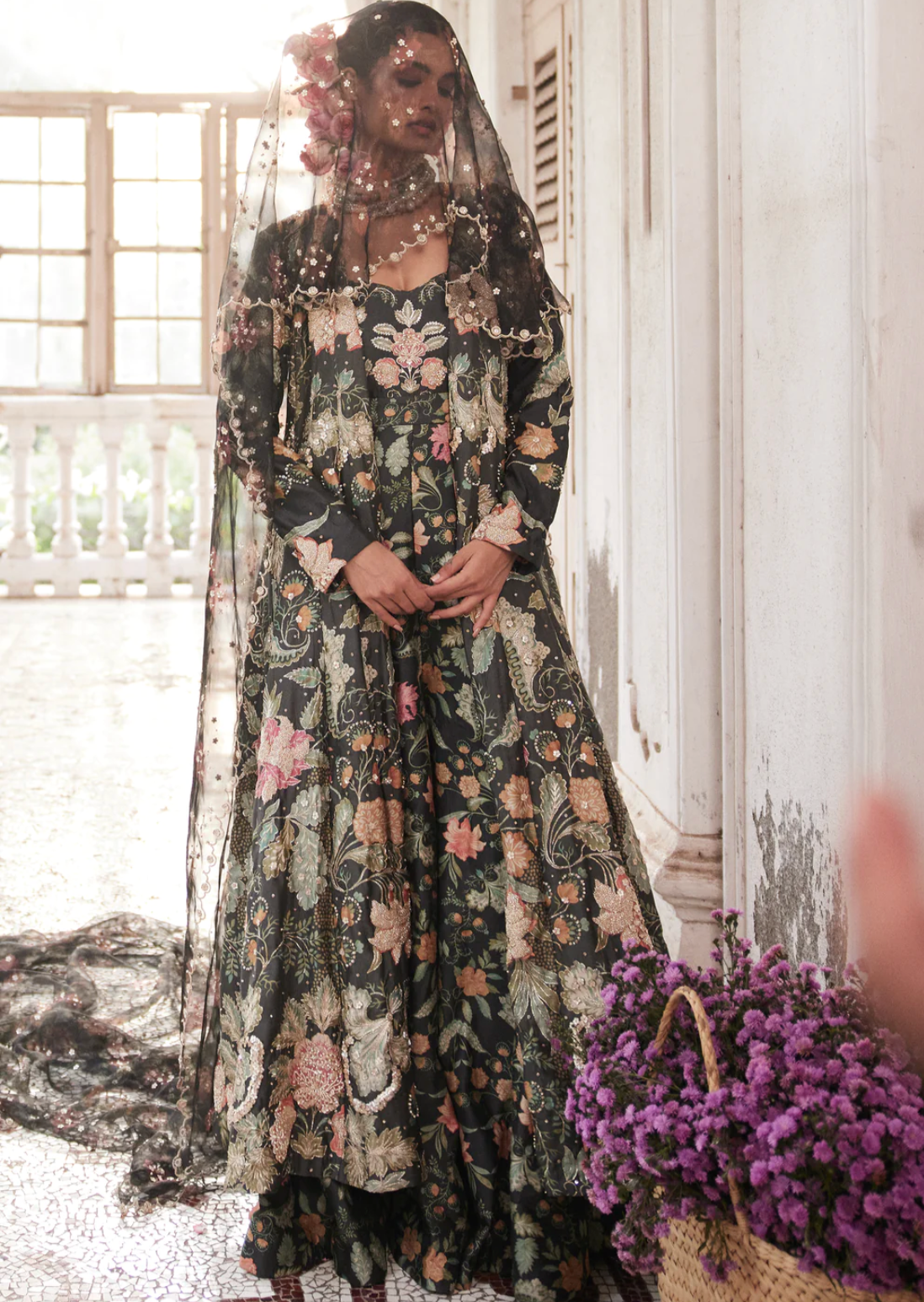Black Orange Floral Jumpsuit Set